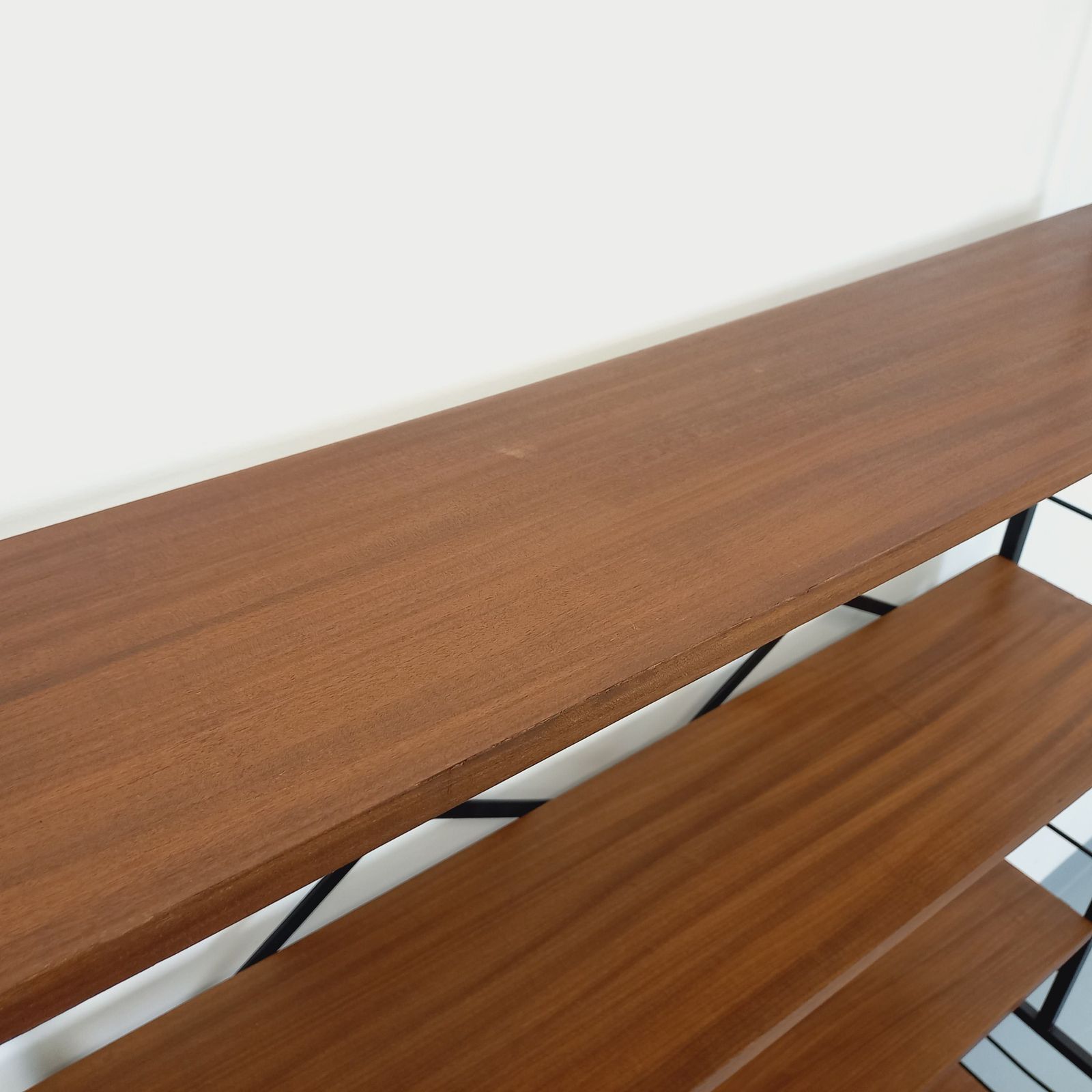 Italian Teak And Black Metal Bookcase photo for sale