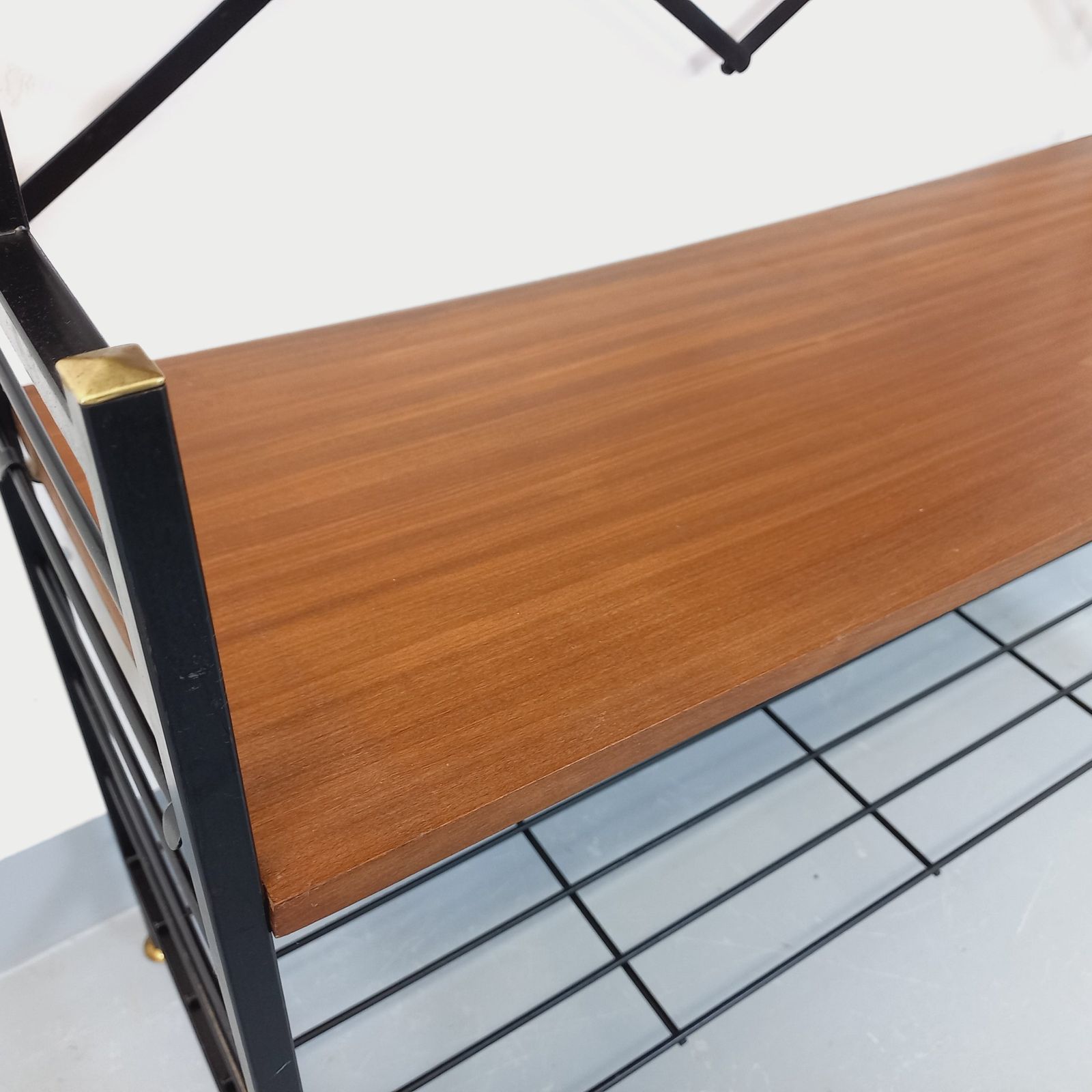 Italian Teak And Black Metal Bookcase photo 931.0