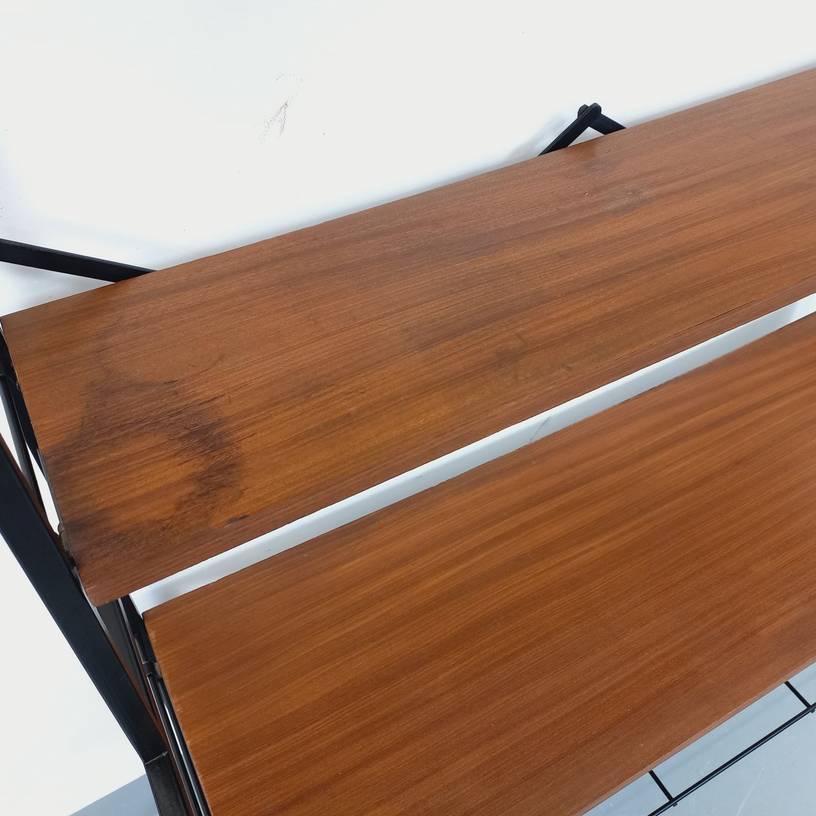 931.0 Italian Teak And Black Metal Bookcase photo