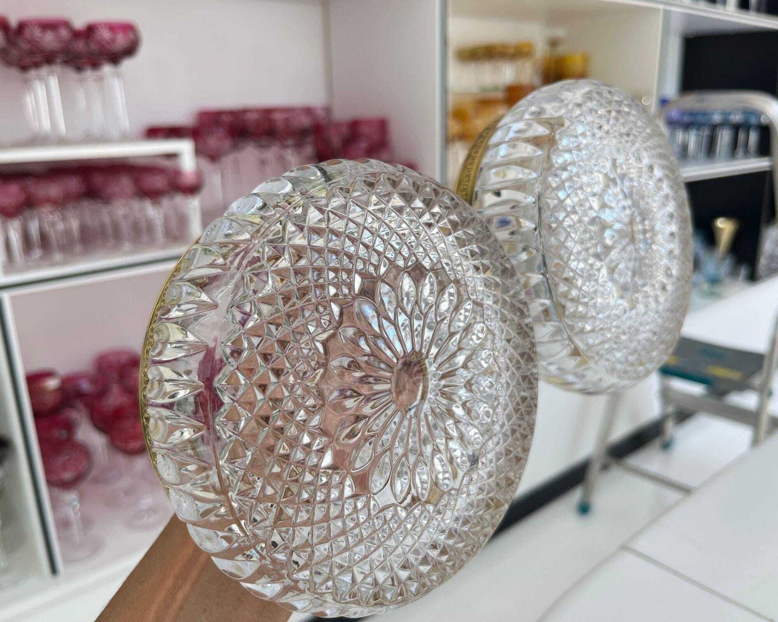 Val Saint Lambert Crystal | Double présentoir à coupelles de service photo vinterior