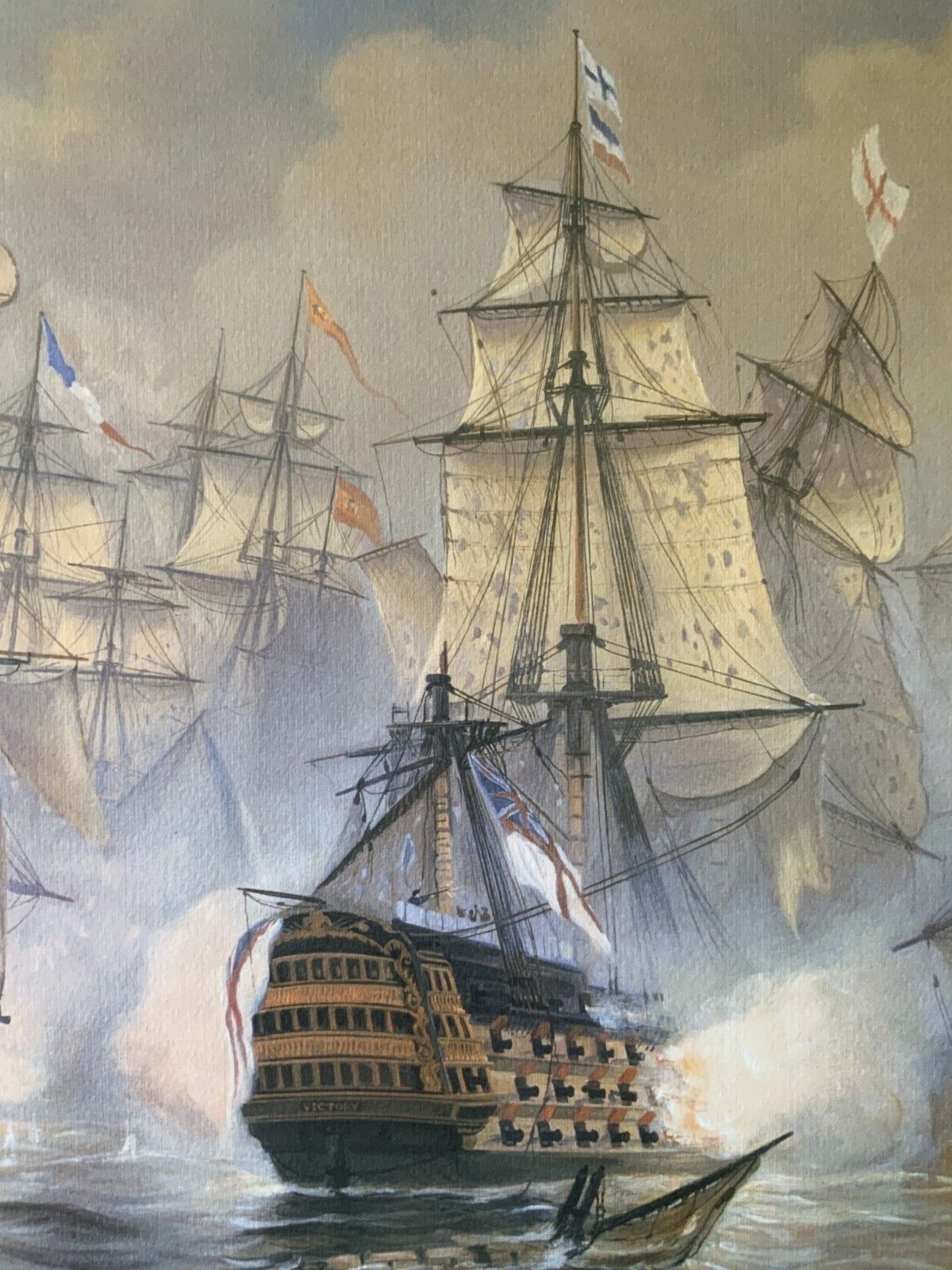 photo for sale Battle Of Trafalgar Seascape Lithograph Print Signed Artist's Proof (4of4)