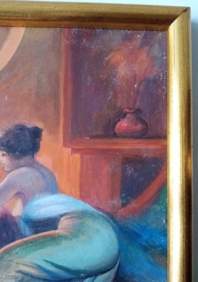 Antiek impressionistisch olieverfschilderij op paneel, portret van lezende vrouw | 20e eeuw photo for sale