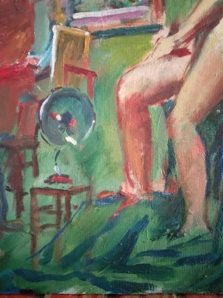 Antiek impressionistisch olieverfschilderij op paneel - Vrouwelijk naakt portret | 20e eeuw photo vinterior