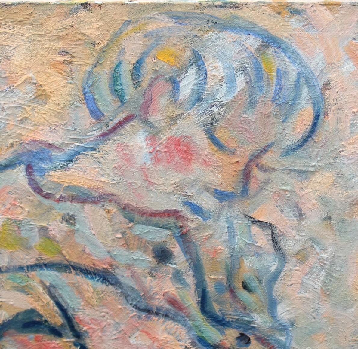 Antiek olieverfschilderij op doek, Impressionistisch vrouwenportret | 20e eeuw photo vinterior