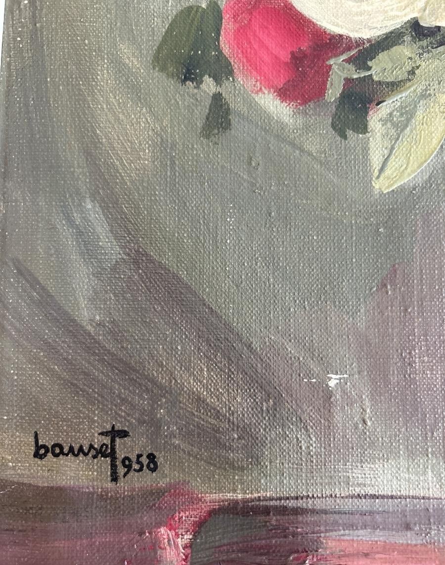Antiek olieverfschilderij op doek - Impressionistisch bloemstilleven | 20e eeuw photo for sale