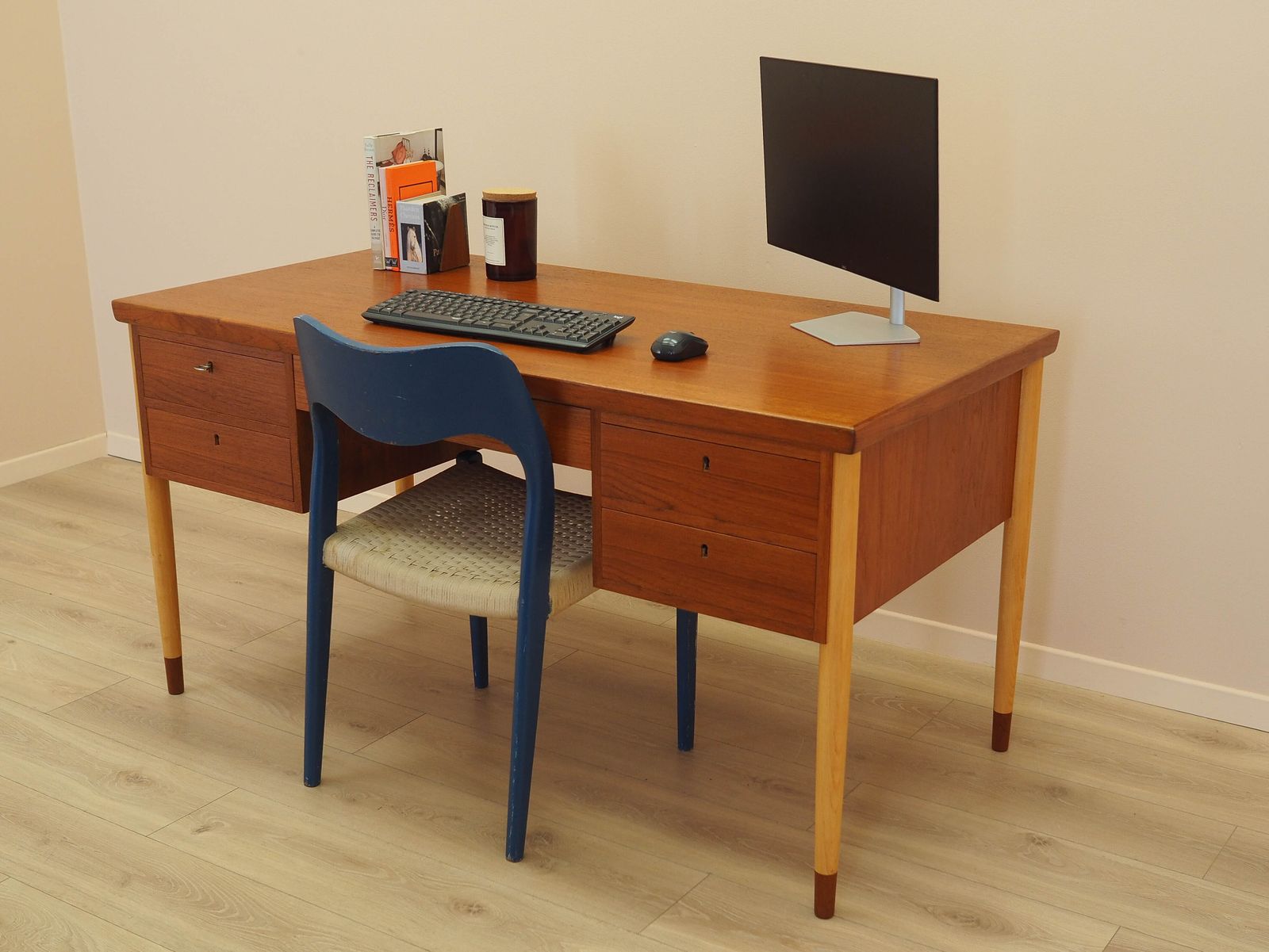 Bureau en teck, design danois, années 1970, fabriqué au Danemark photo Mobilier