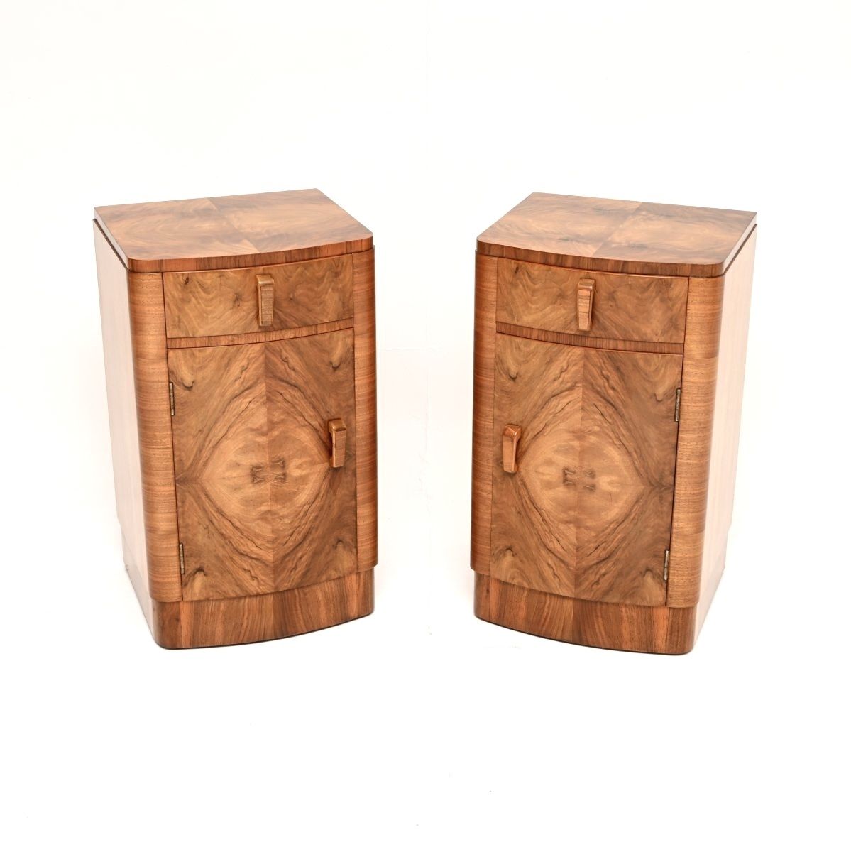 Pair Of Art Deco Walnut Bedside Cabinets