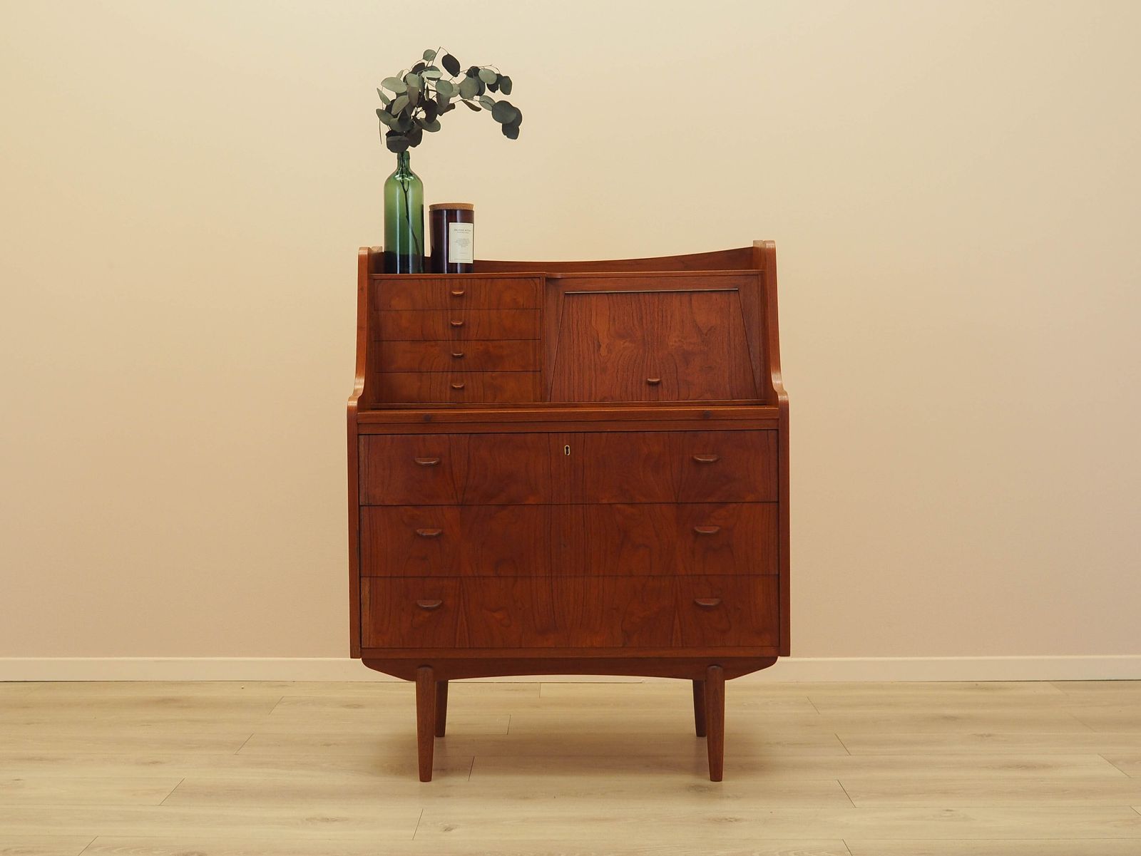 Teakhouten secretaire, Deens design, jaren 1970, fabrikant: AG Spejl Kobberbeskyttet photo furniture