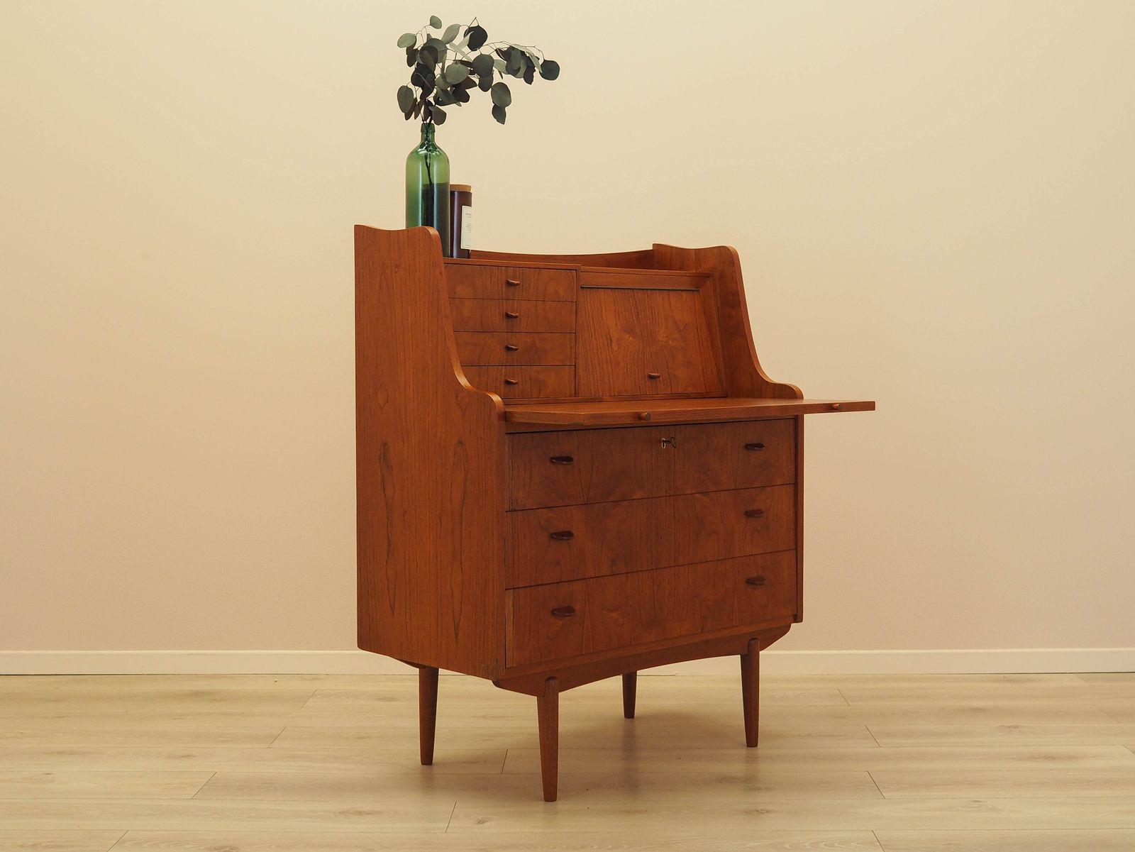 Teakhouten secretaire, Deens design, jaren 1970, fabrikant: AG Spejl Kobberbeskyttet photo vinterior