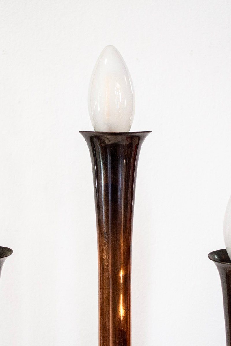 Art Deco Italiaanse glazen en marmeren klokklamp, jaren 1930 photo for sale