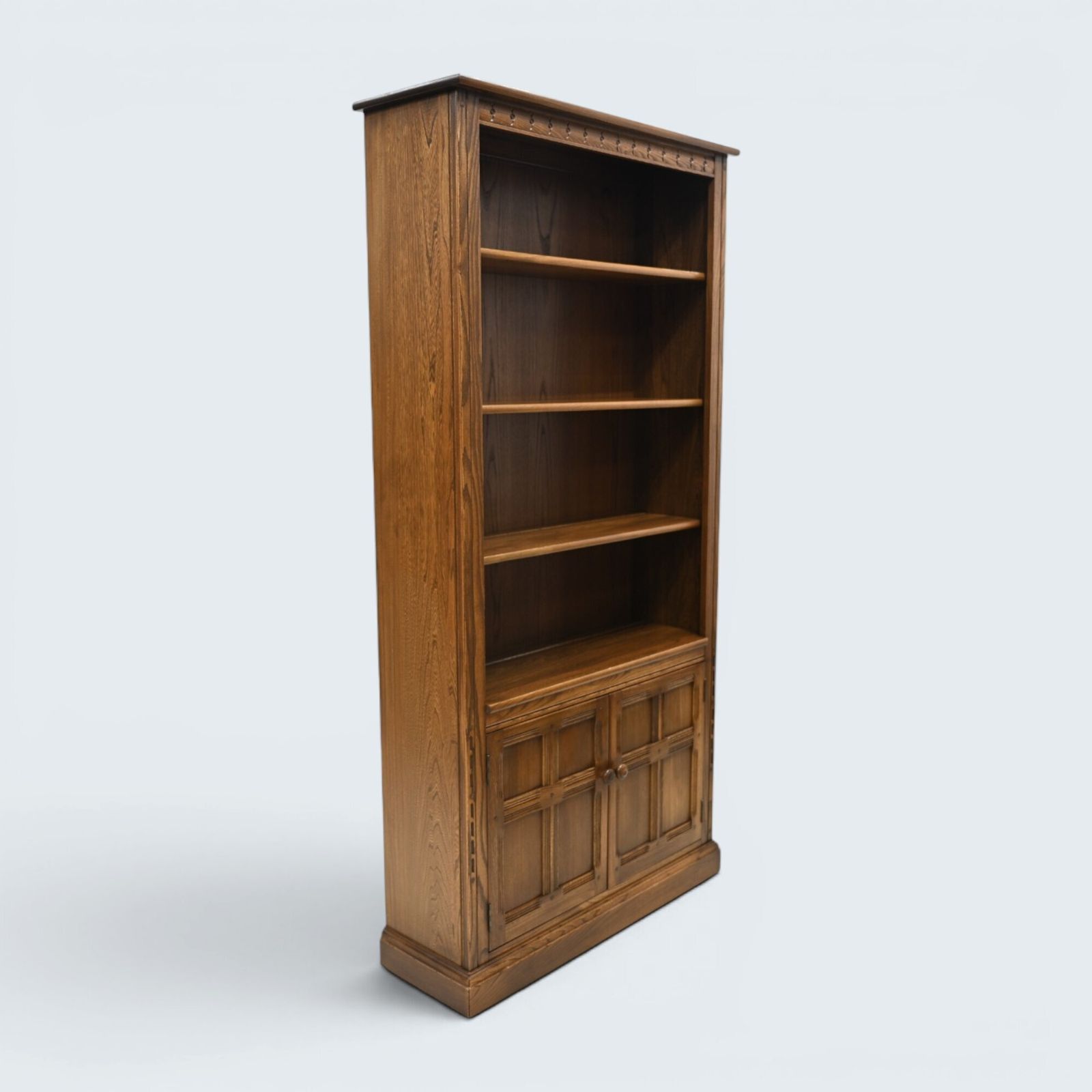 Ercol Wide Tall Bookcase Display Golden Dawn Finish Free Uk Delivery* photo vintage