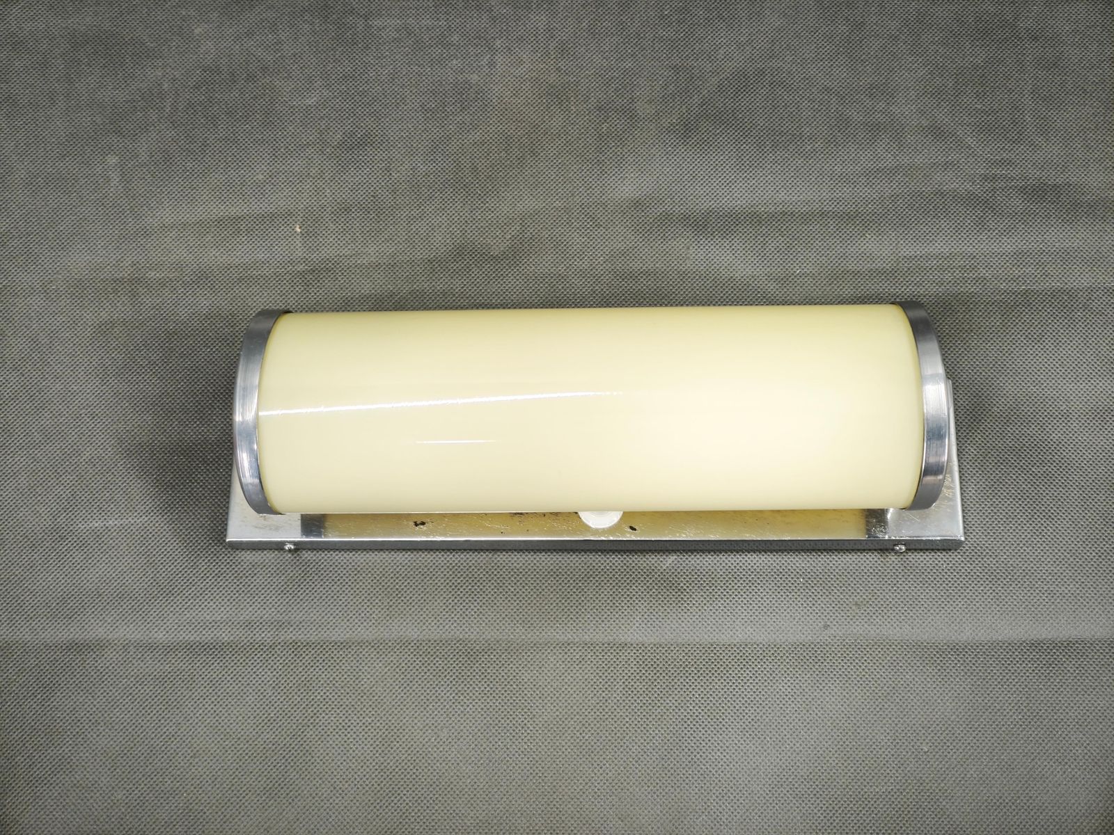 photo for sale 1930s Bauhaus Chrome Wall Light With Cream Opaline Glass, Czechoslovakia