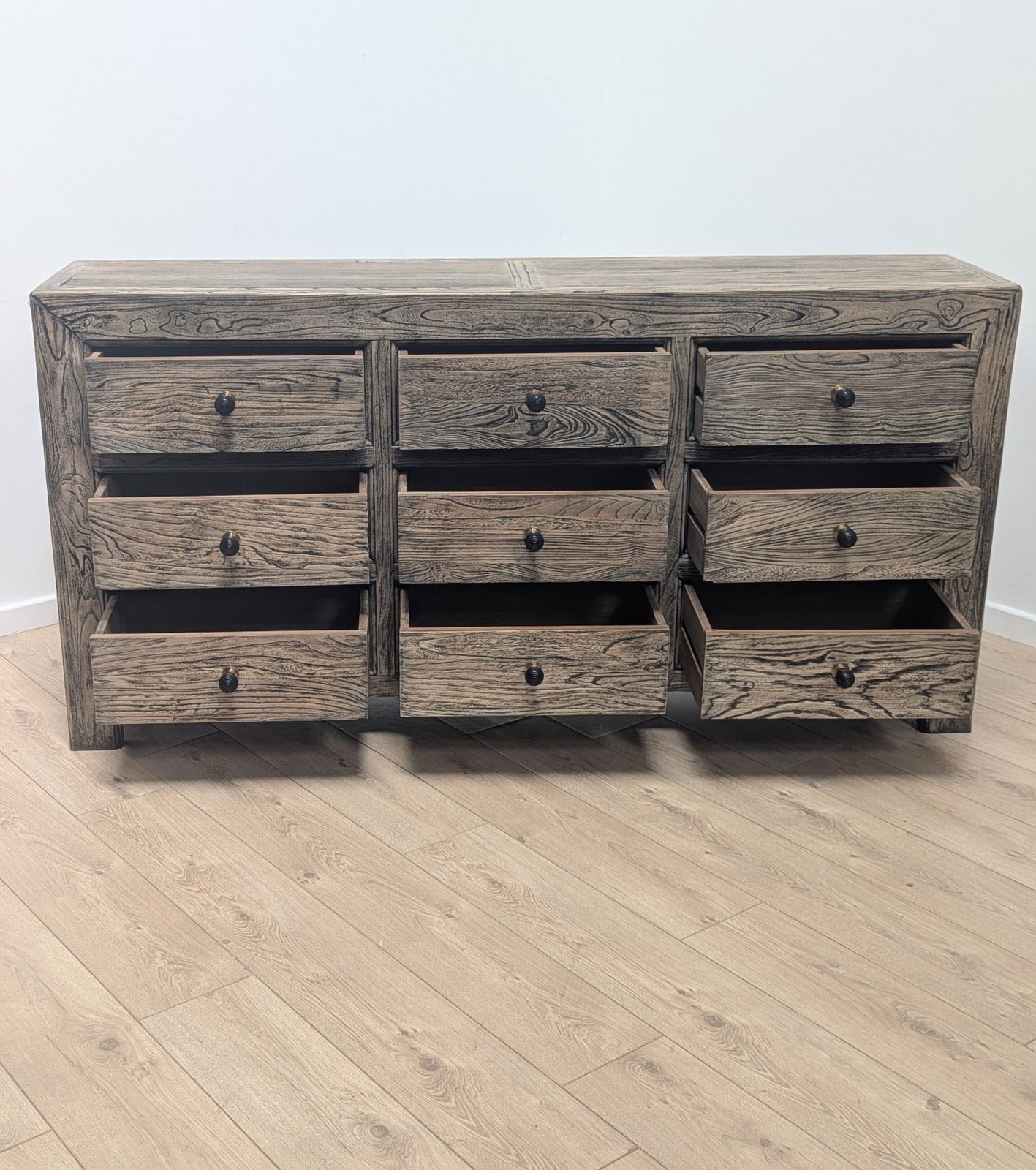 Mobilier Commode rustique en bois récupéré, 9 tiroirs, livraison disponible, 0353 photo