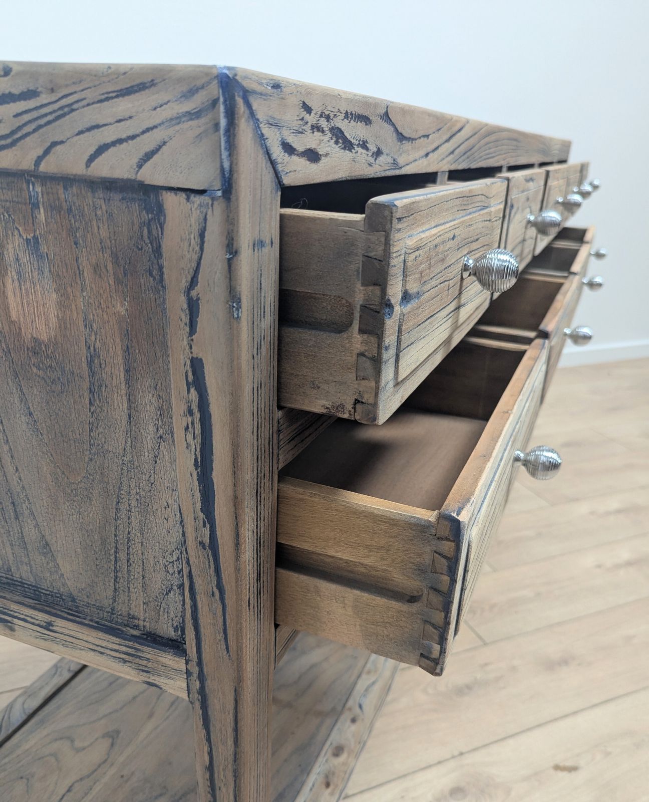 1595.0 Rustic Reclaimed Bank Of 9 Drawers Sideboard Delivery Available 0354 photo