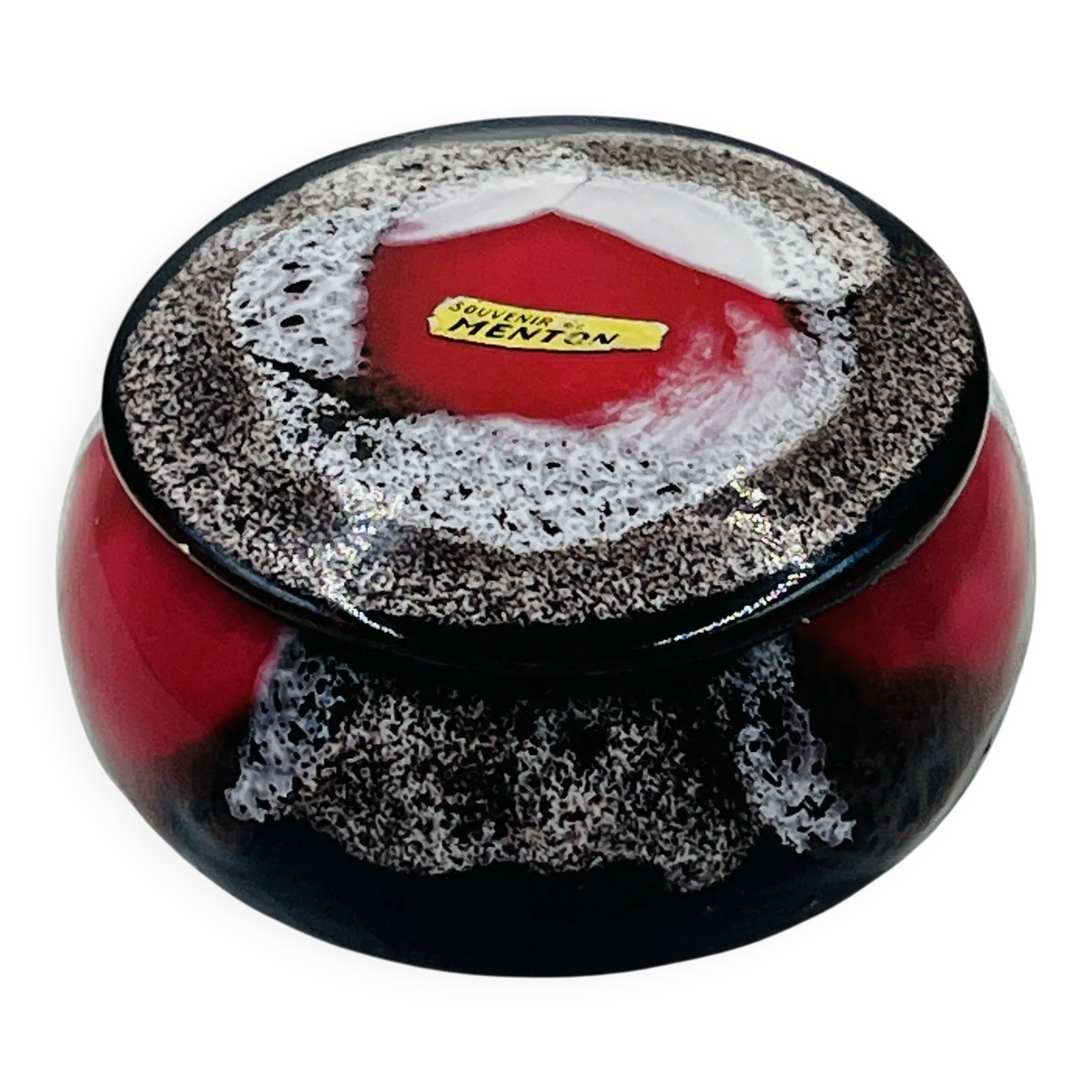 Vallauris Candy Dish, Foam Enamel, Marius Giuge, Vintage 70s