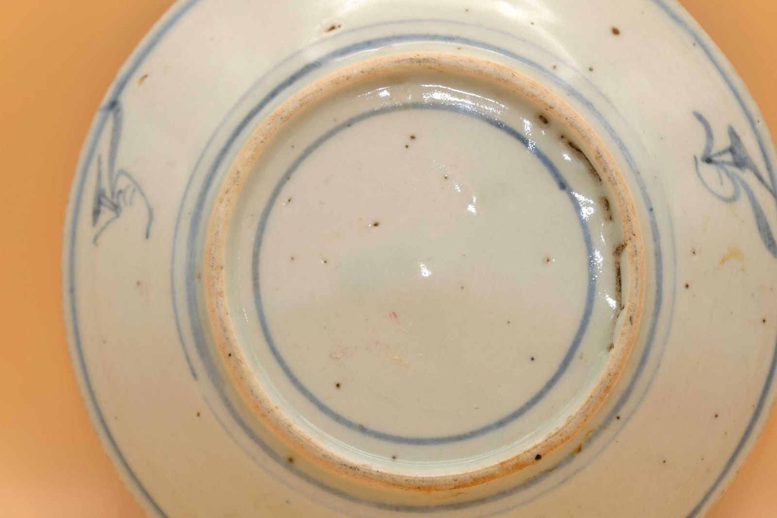 photo for sale Antique Chinese Blue & White Provincial Dish, Hand Painted Pomegranate Motif, Ming Style