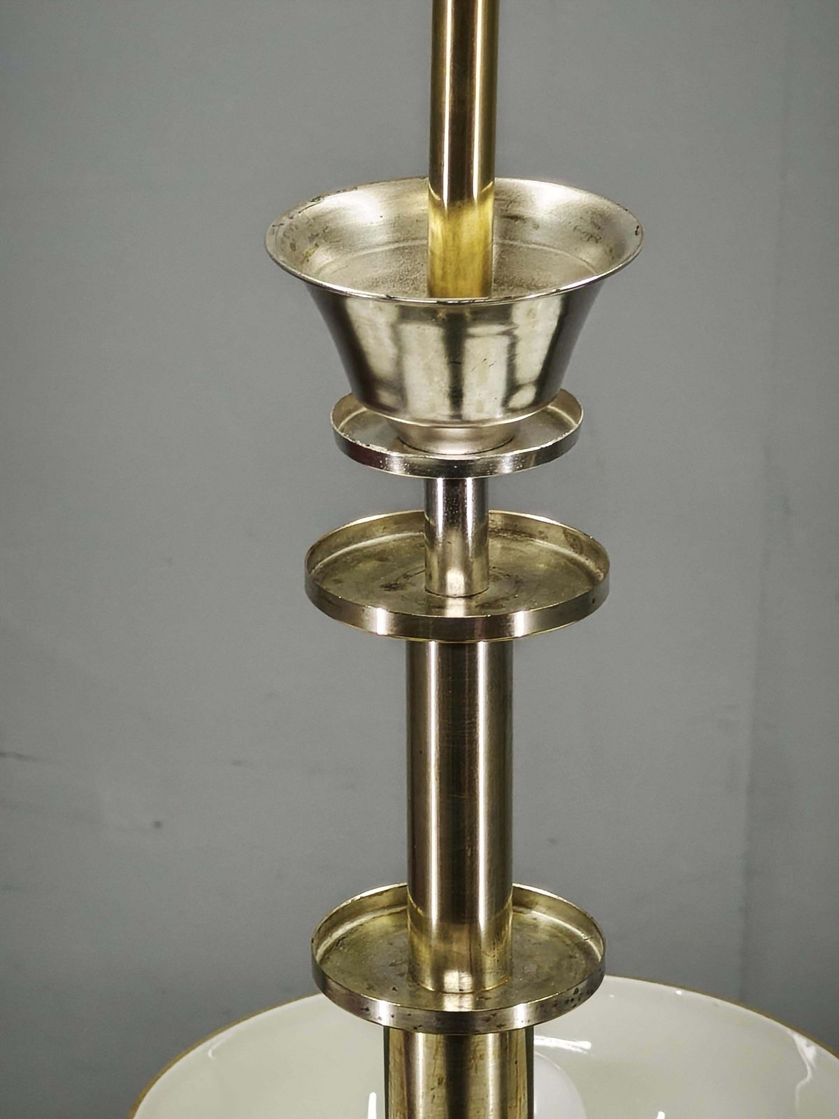 1930s Czech Art Deco Nickel Chandelier With Champagne Glass Shades photo buy