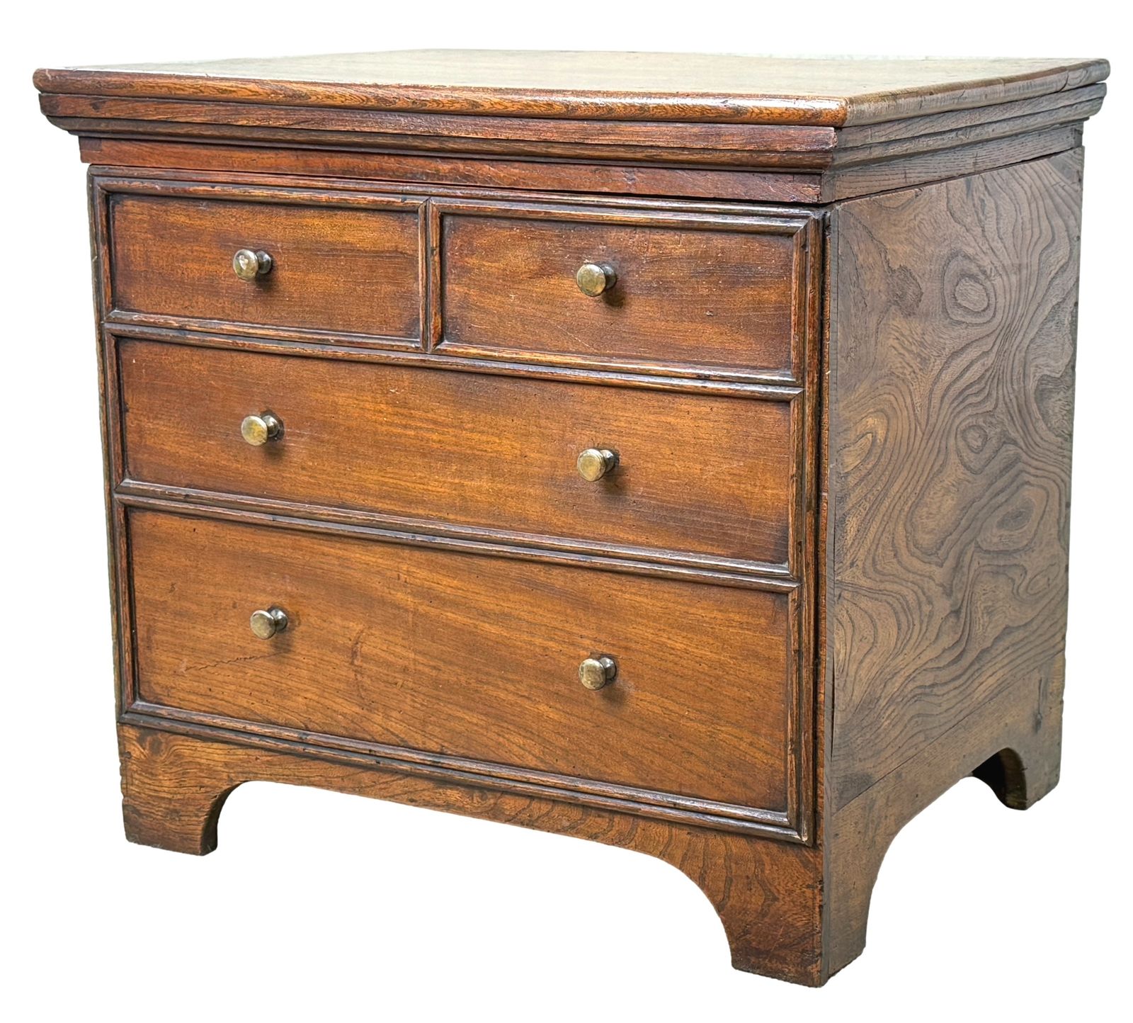 Rare 18th Century Elm Close Stool In The Form Of A Small Georgian Bedside Chest (England, Circa 1730)