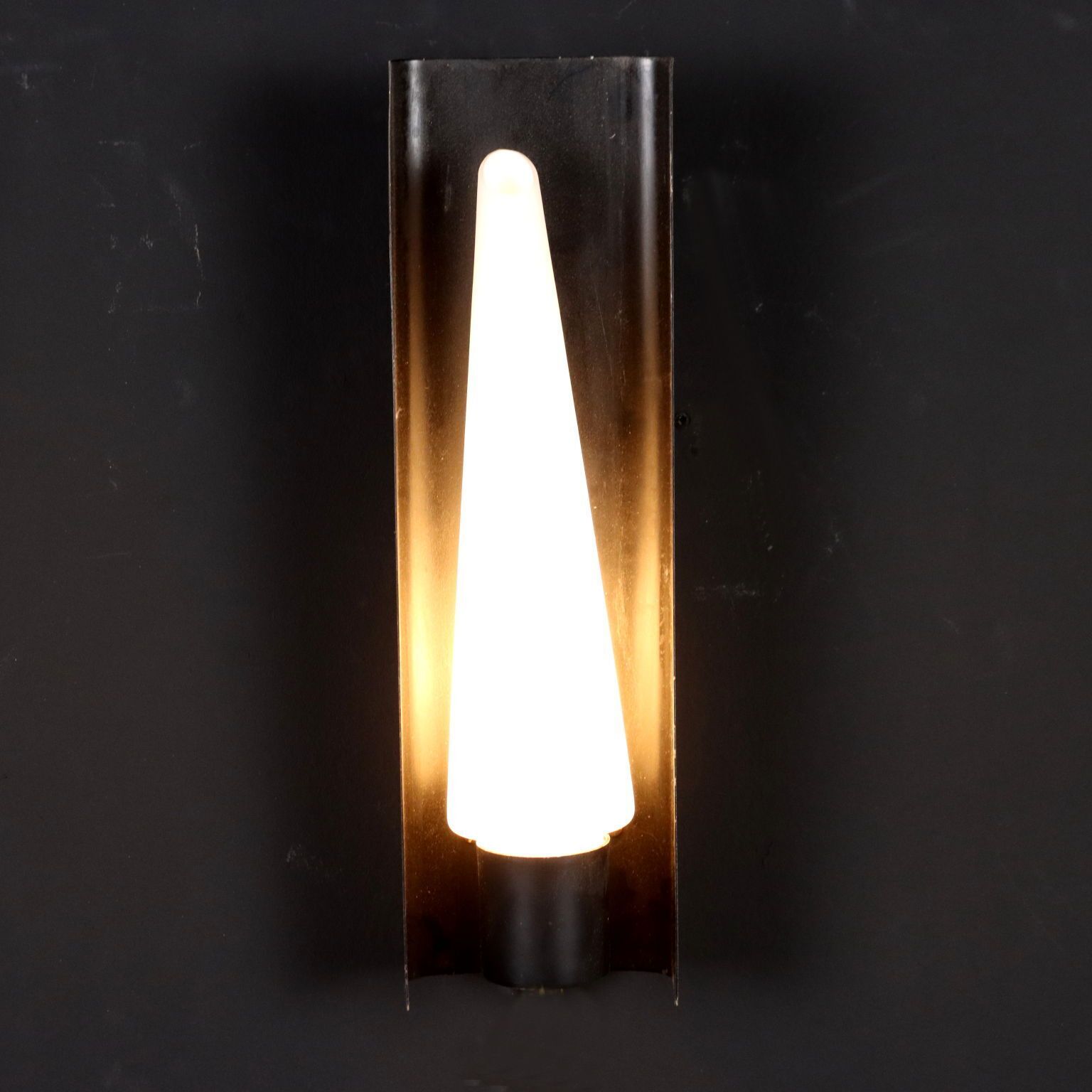 Pair Of Wall Lamps Opaline Glass Italy 1960s photo Lighting