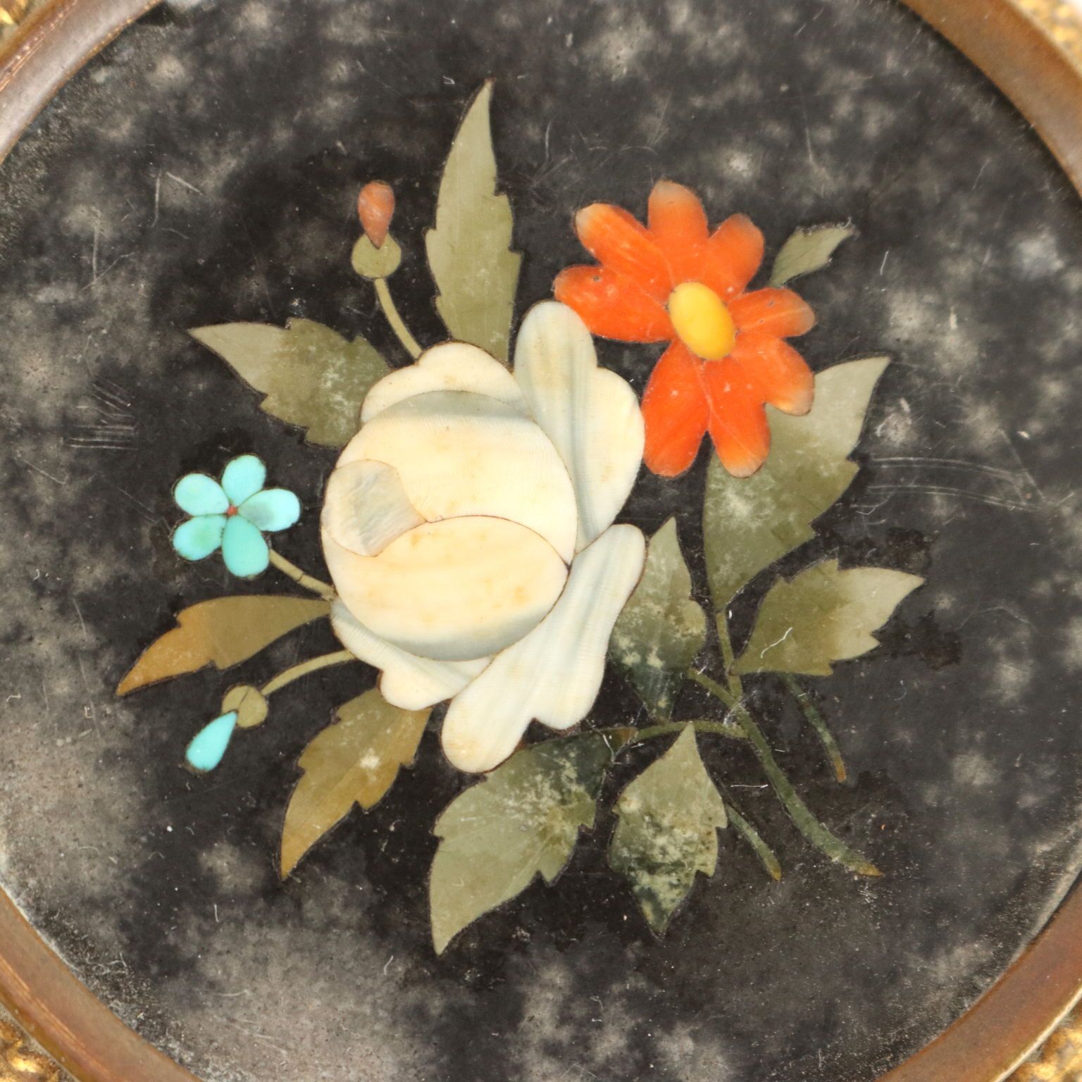 Antiek bronzen kistje met marmeren deksel, decoraties, Italië, 19e eeuw photo Woonaccessoires