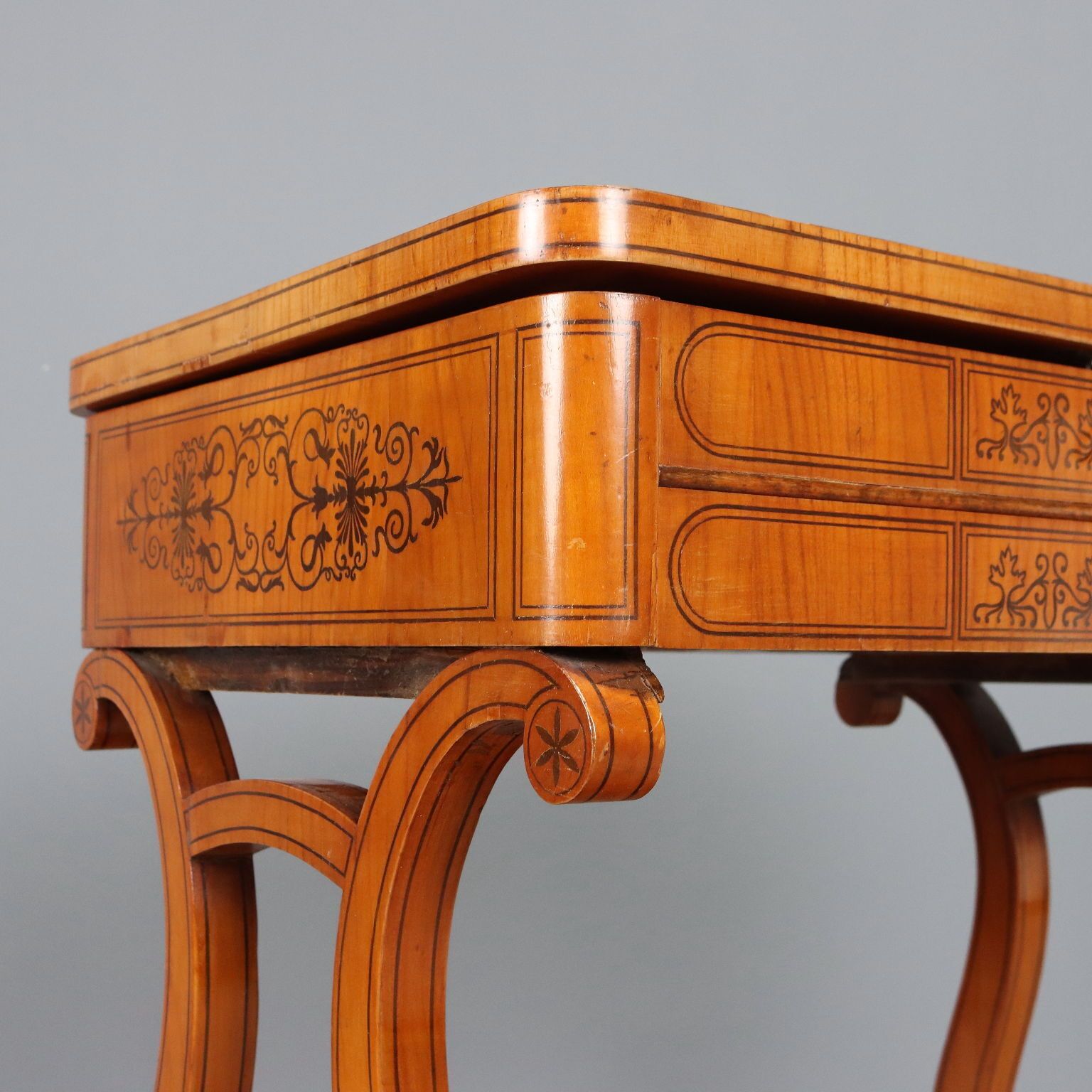 Antique Sewing Table Charles X Cherrywood Inlays XIX Century photo buy