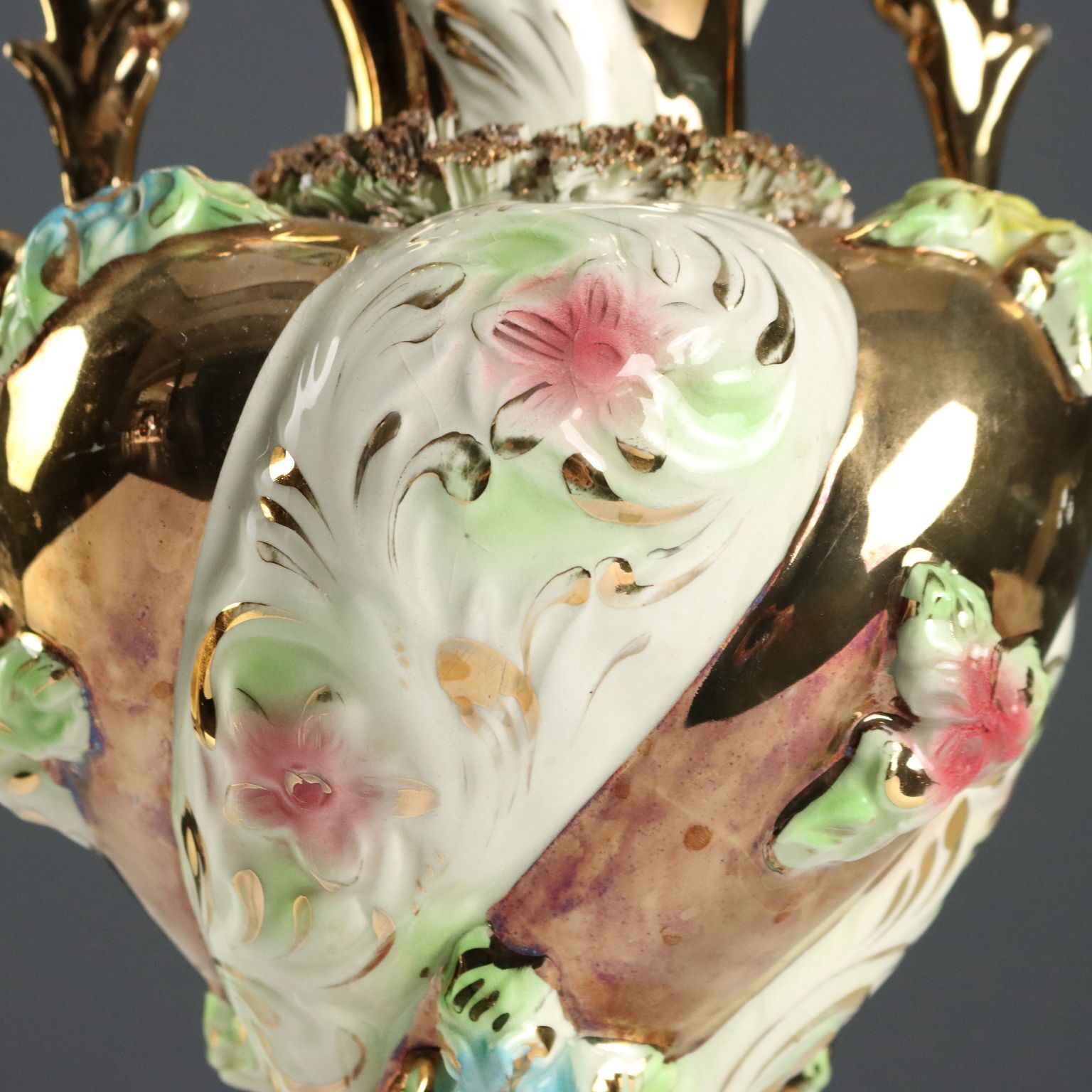 Vintage Vases With Plate Capodimonte's Manufacture Italy 1950s 60s photo buy