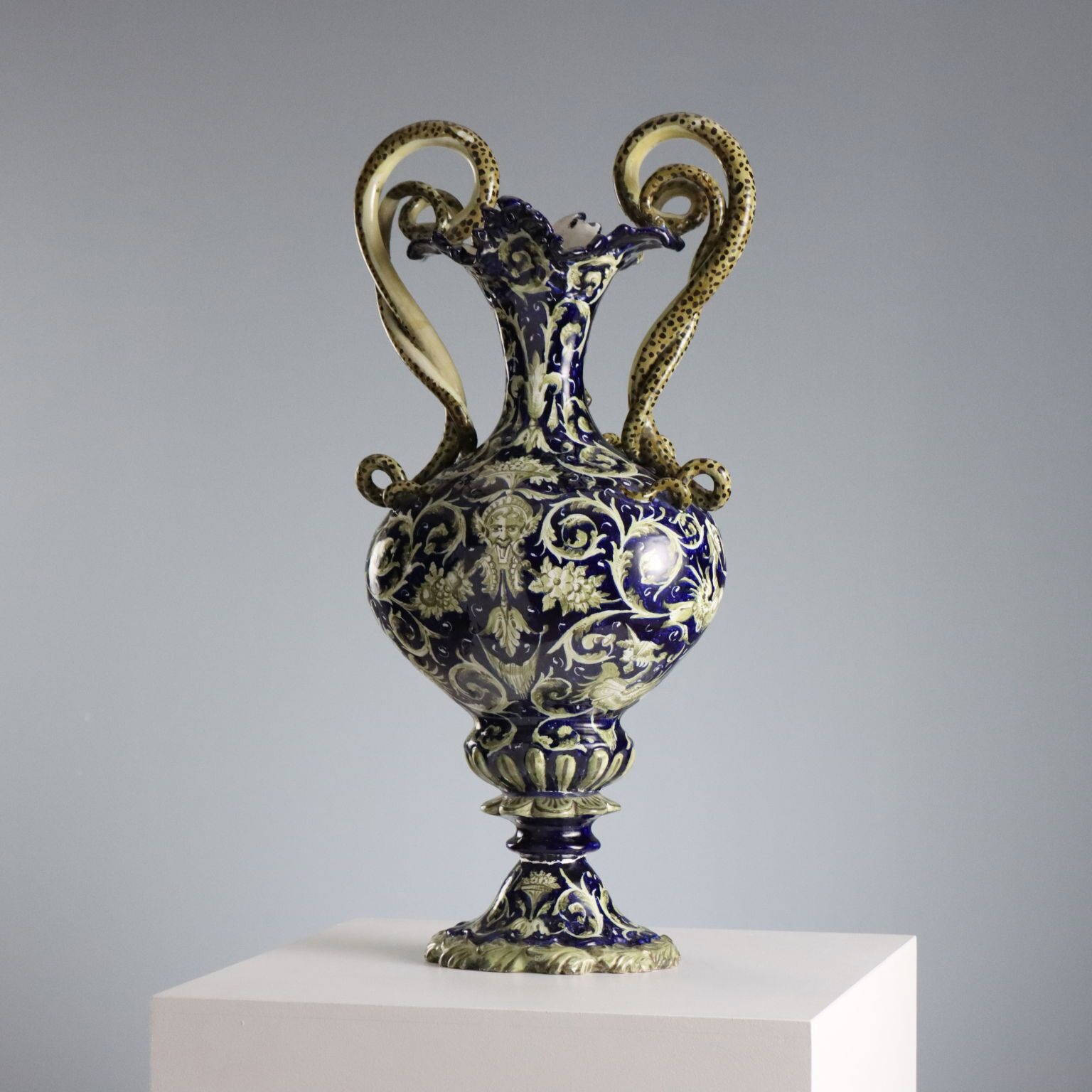 Home Decor Antique Amphorae Neo Renaissance Style Majolica Italy XIX Century photo