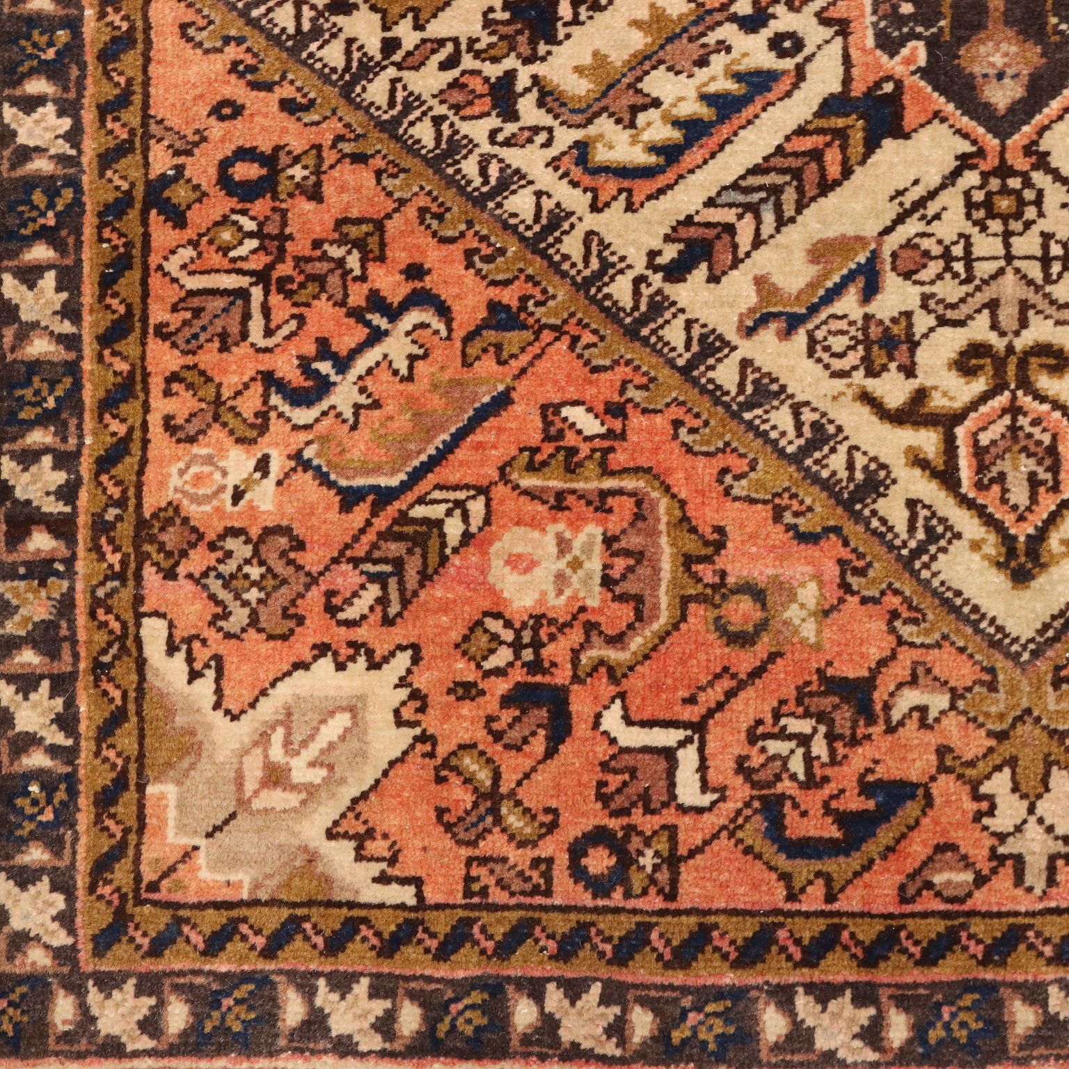 Tapis asiatique d'époque en coton et laine, gros nœuds, 58 x 40 in photo 220.0