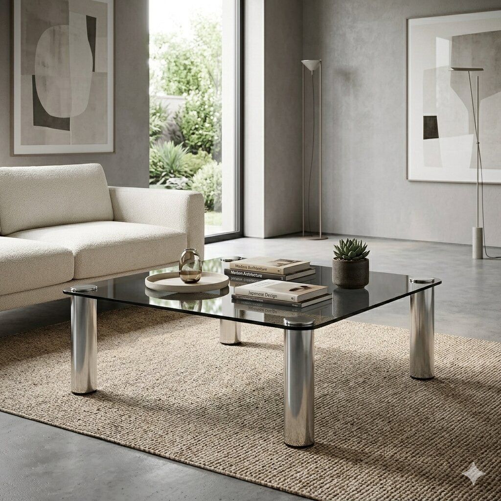 Vintage Salontafel Verchroomd Metaal Glas Design Italië jaren 1960 70 photo furniture
