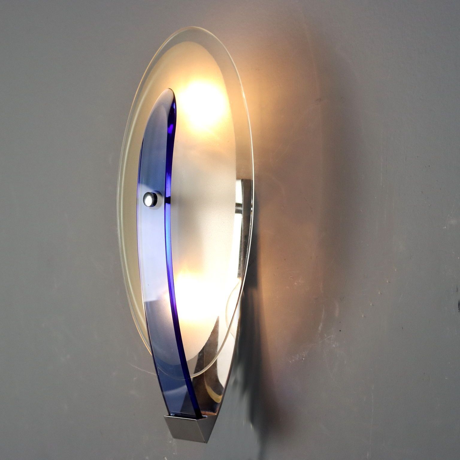 Vintage Wall Lamp Glass Metal Design Italy 1960s photo for sale