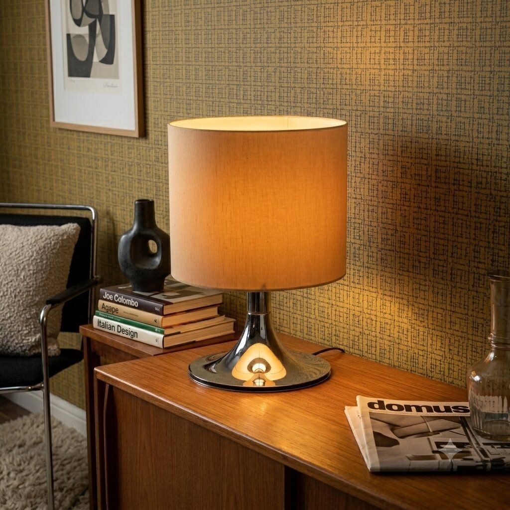 Vintage lamp, verchroomd metaal, design Italië, ca. jaren 1960 photo furniture