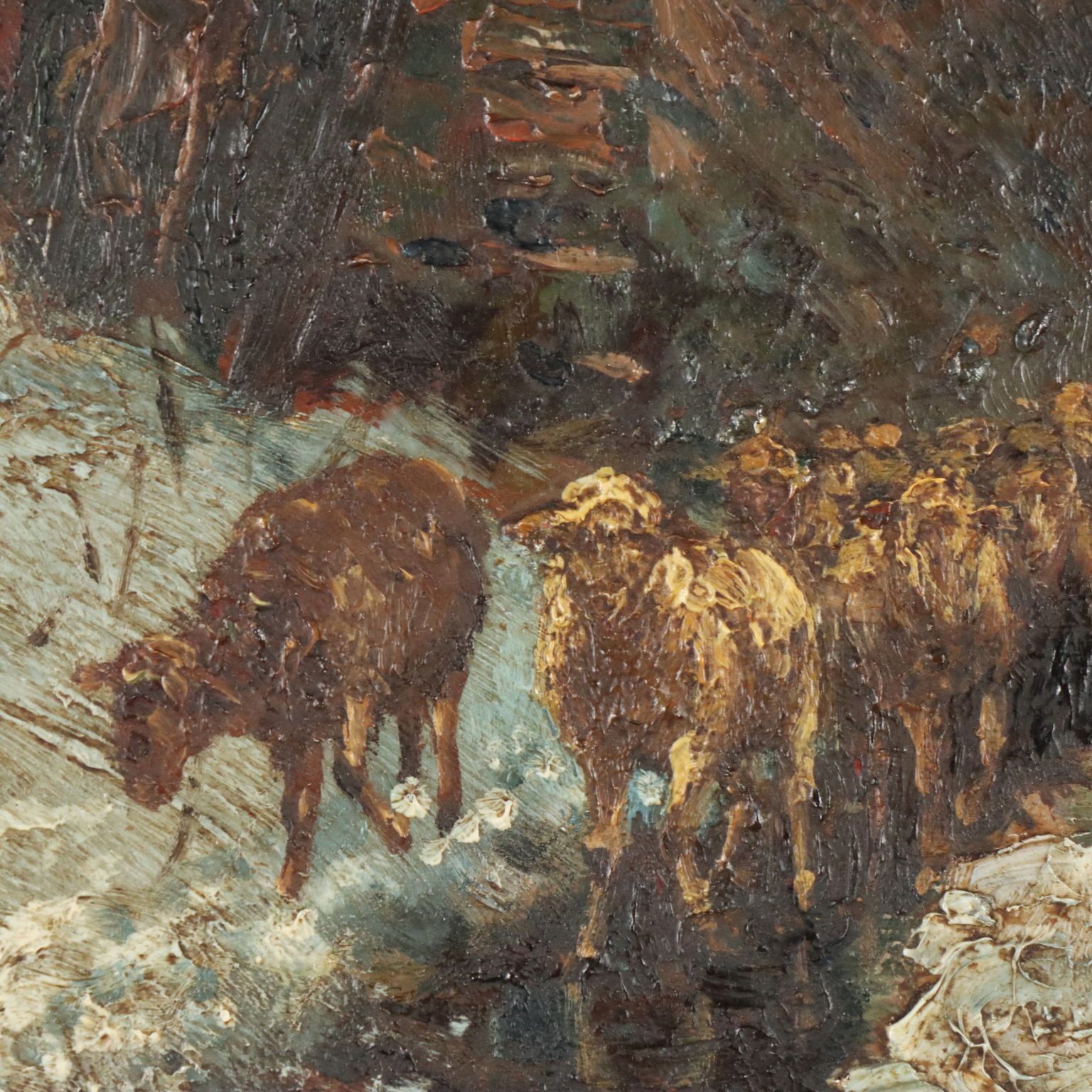 Peinture moderne signée Vittorio Cajani, paysage, huile sur panneau dur photo Art