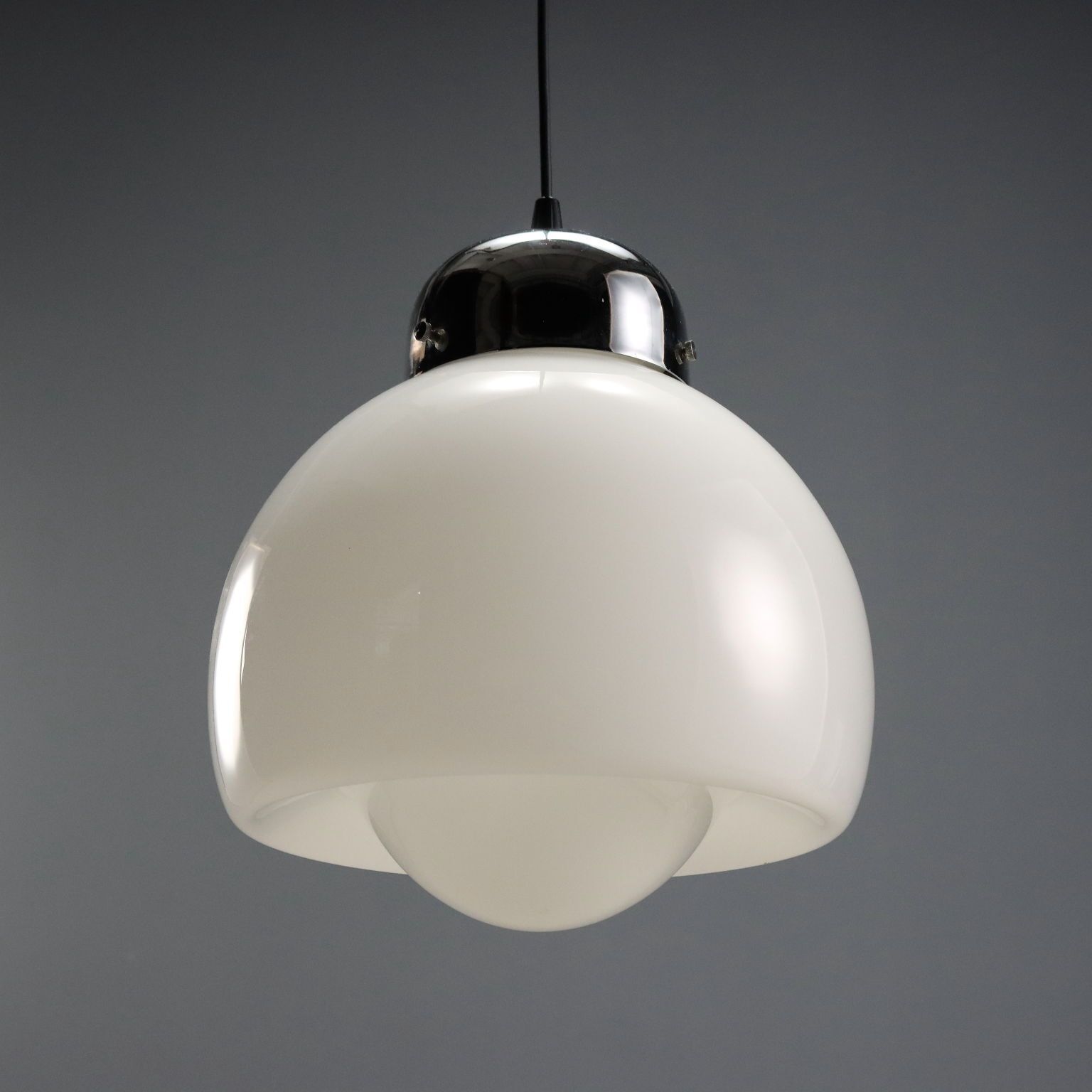 Vintage Plafondlamp Glas Metaal Design Italië jaren 1960 1970 photo vinterior