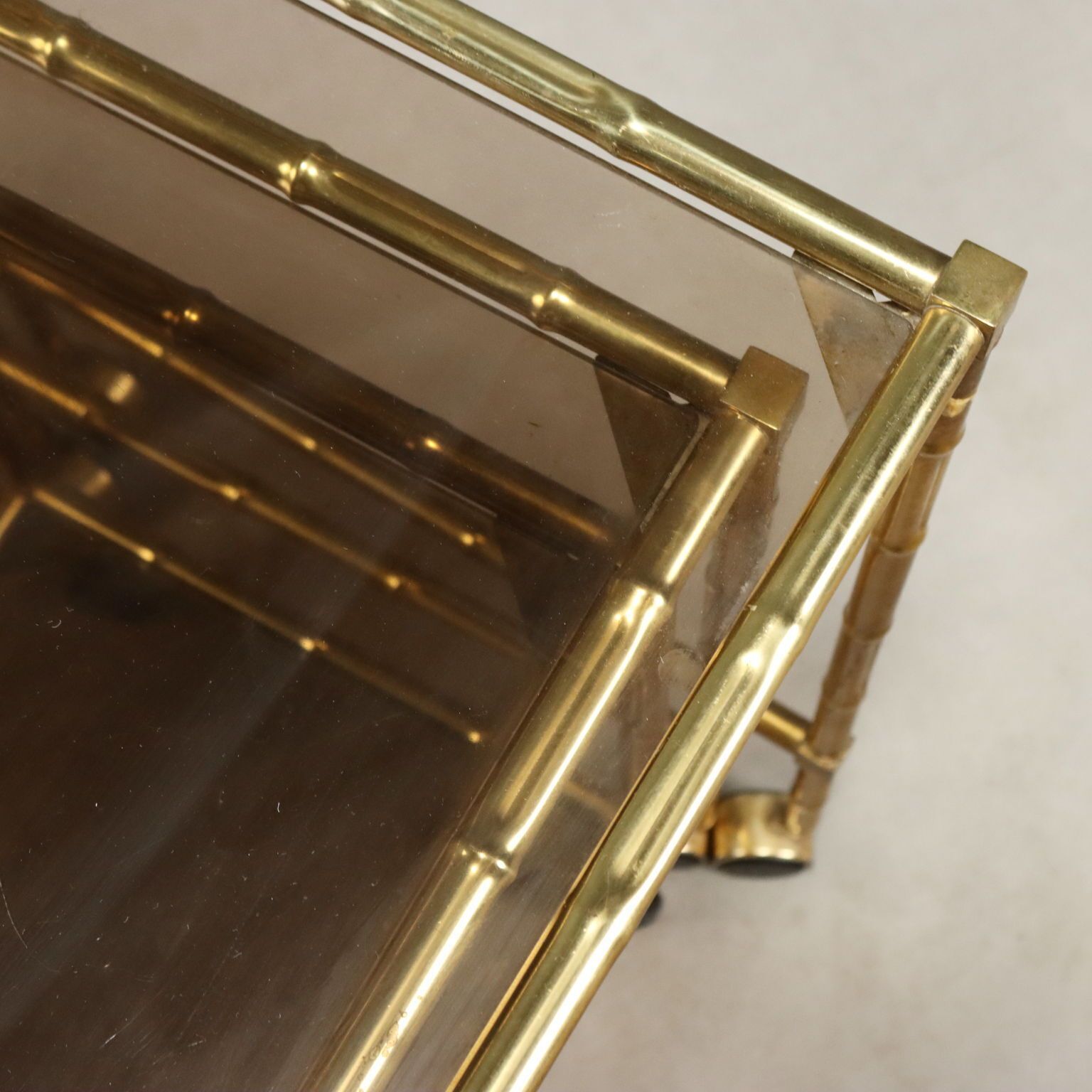 Vintage Coffee Tables Brass Smoked Glass Italy 1980s photo 360.0