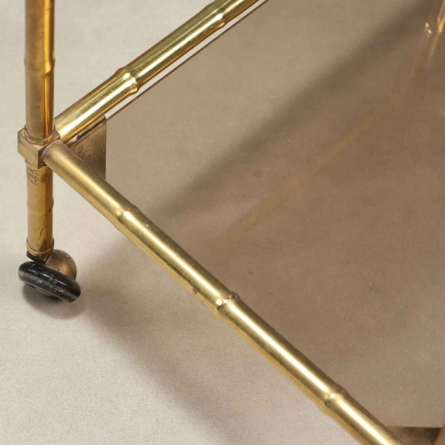 Vintage Coffee Tables Brass Smoked Glass Italy 1980s photo buy