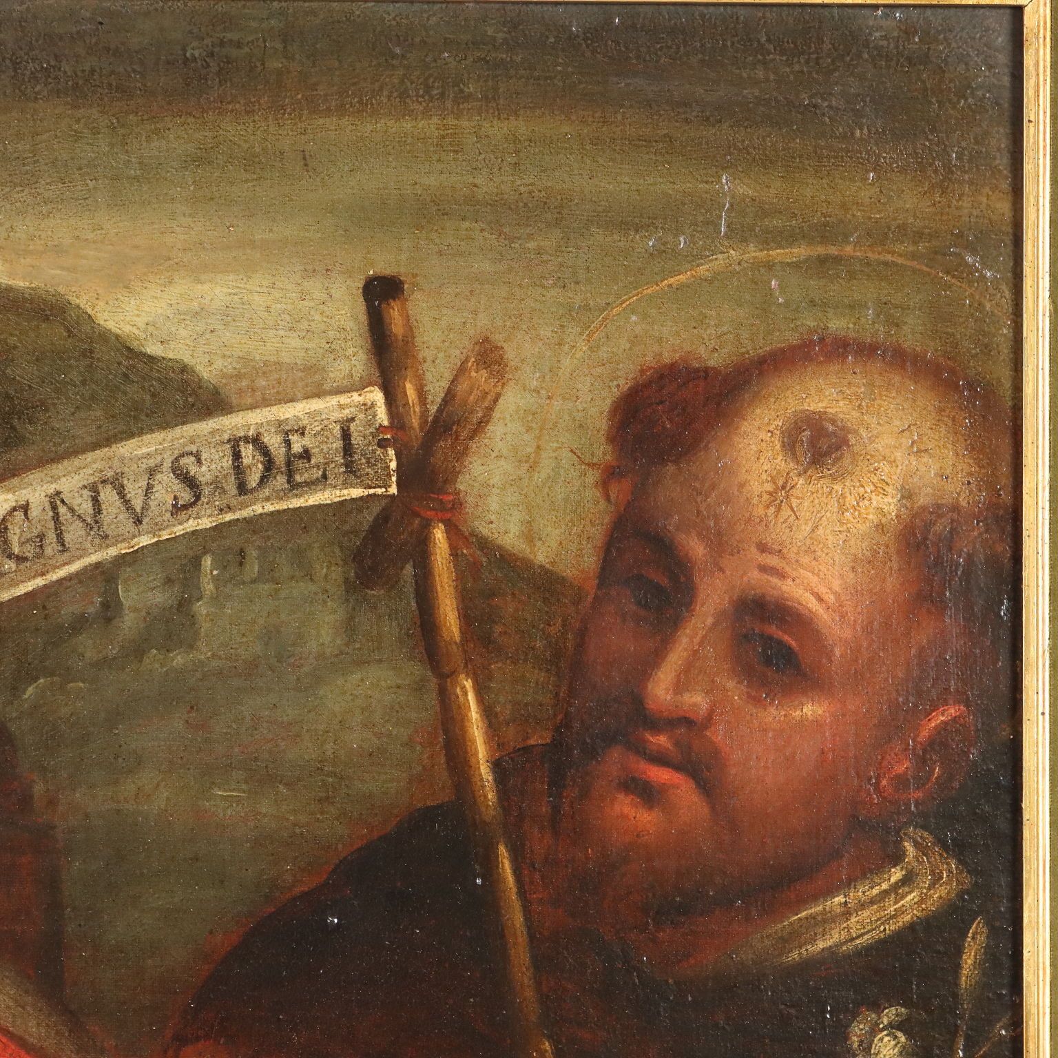 Antique Painting Virgin Mary And Child On Canvas XVII Century photo vinterior