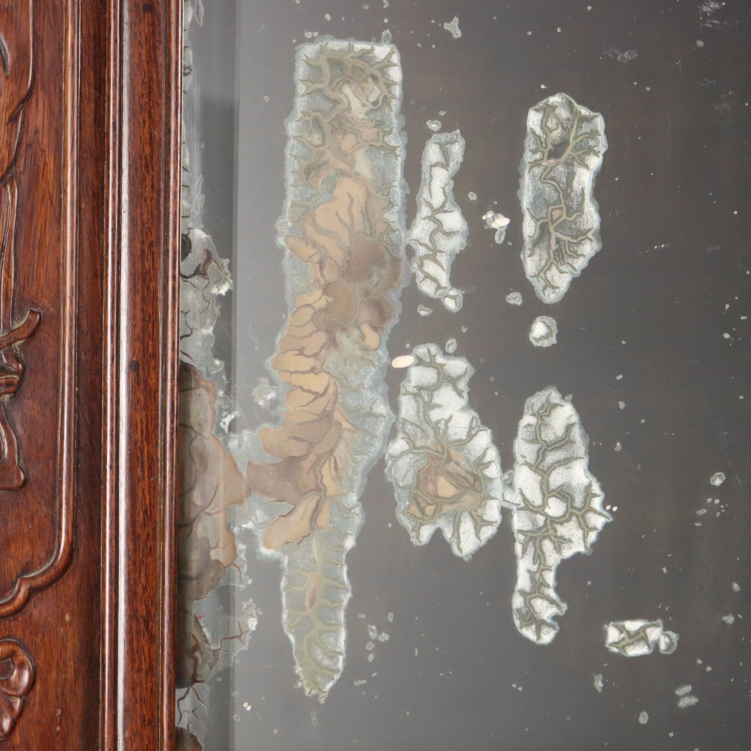 Antieke spiegel, exotisch hout, Chinoiserie-snijwerk, 19e eeuw photo buy