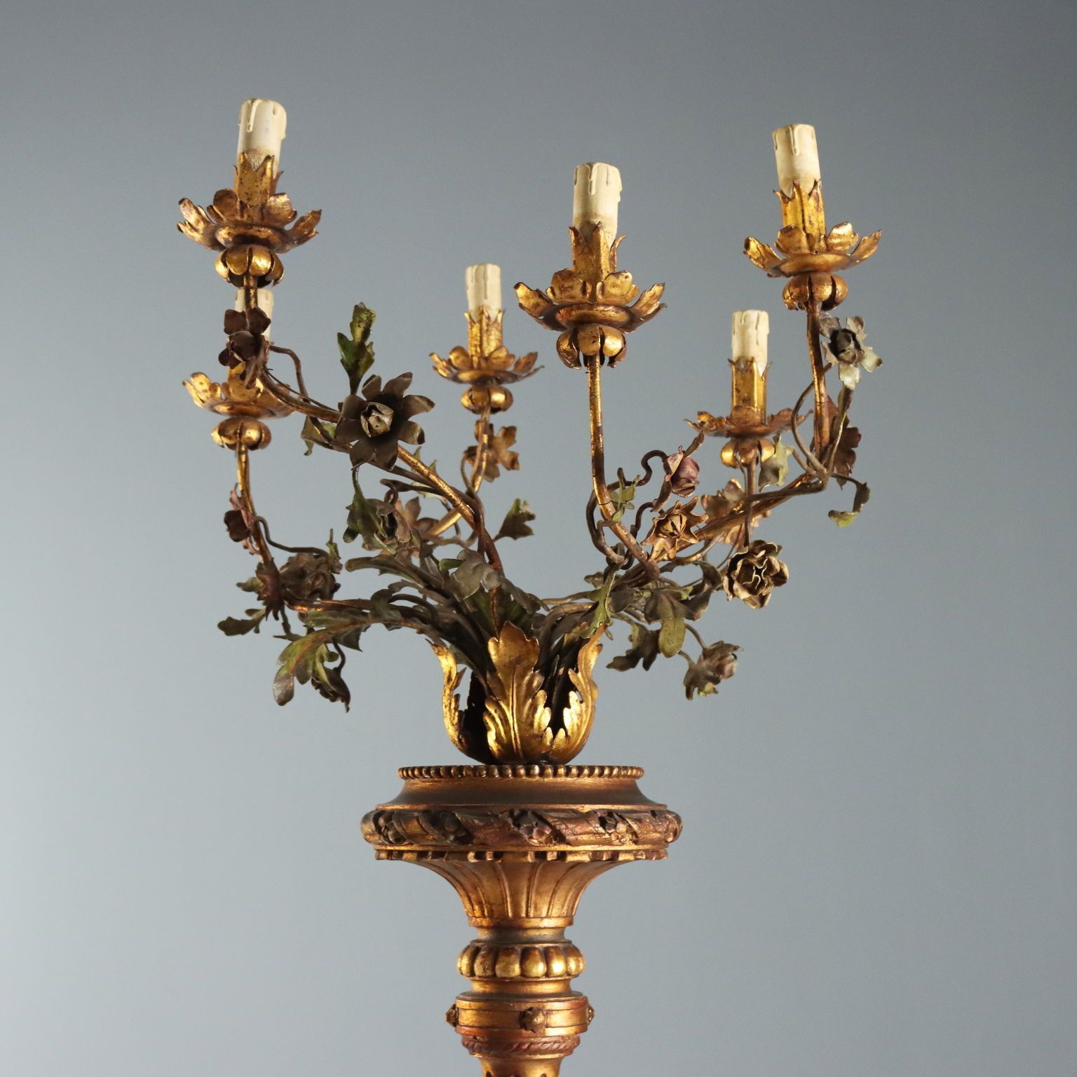 Kandelaar Neoclassicistisch Hout IJzer Italië 19e eeuw photo Woonaccessoires