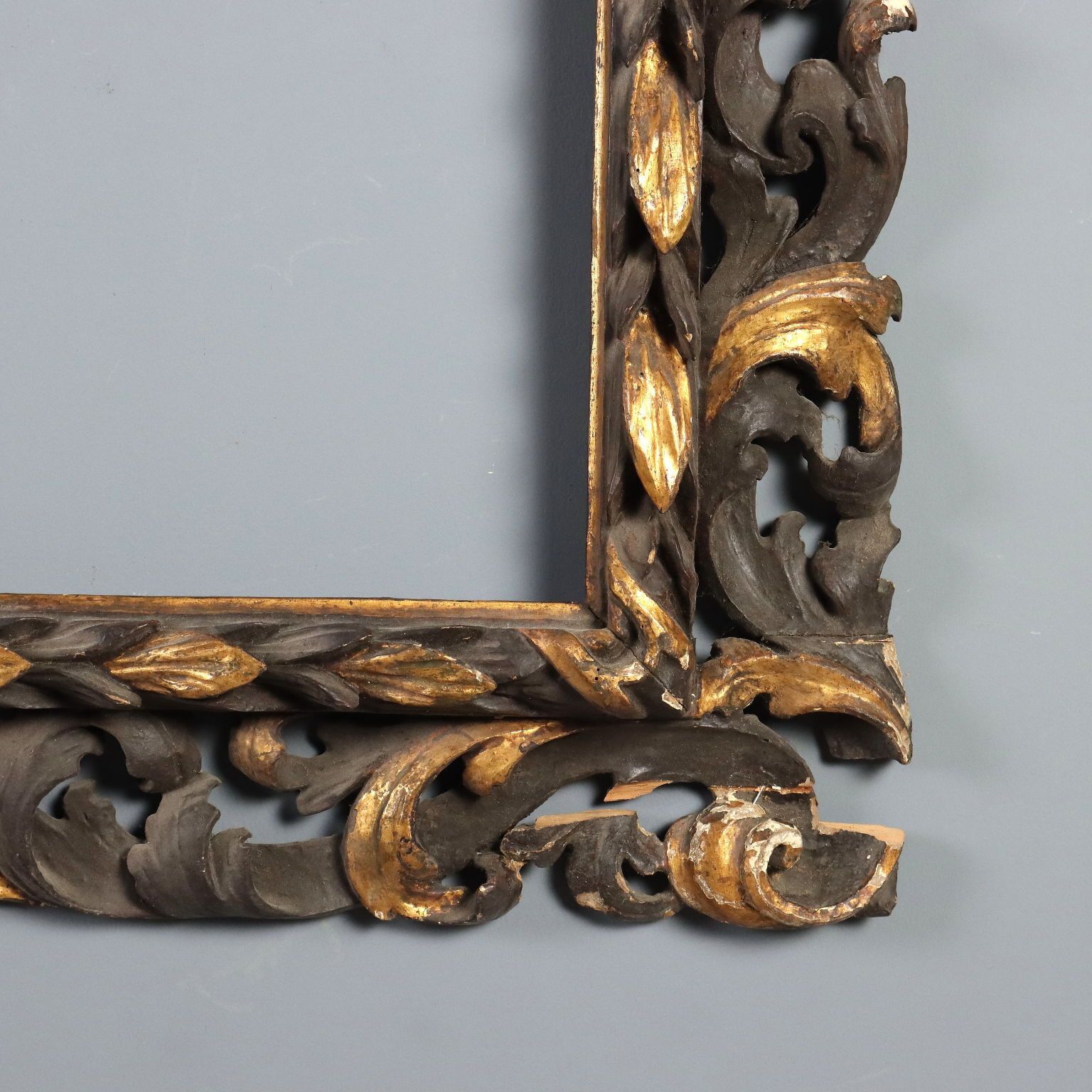 Antique Baroque Frame Carved Wood Italy XVIII Century photo vintage