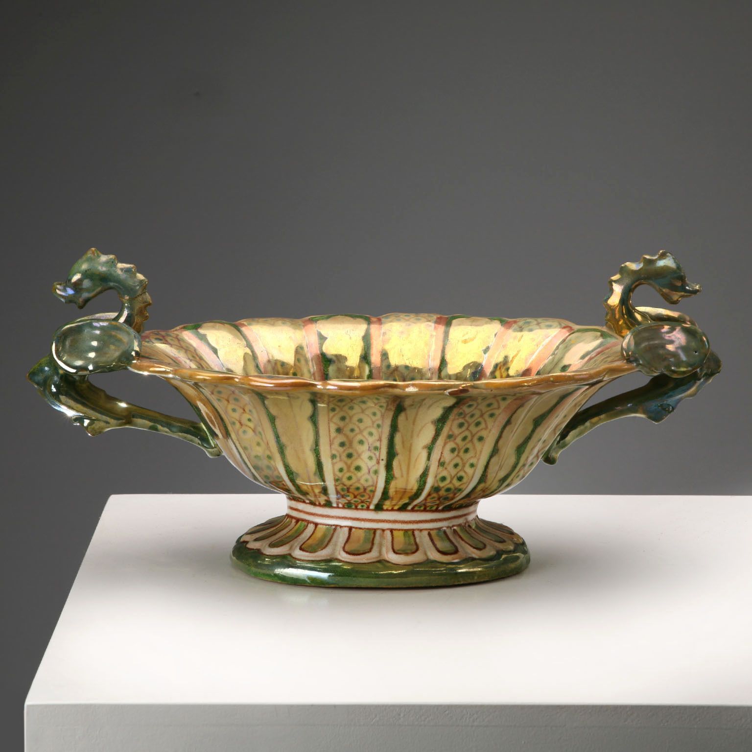 Vintage Centerpiece Majolica Gualdo Tadino Italy 1930s