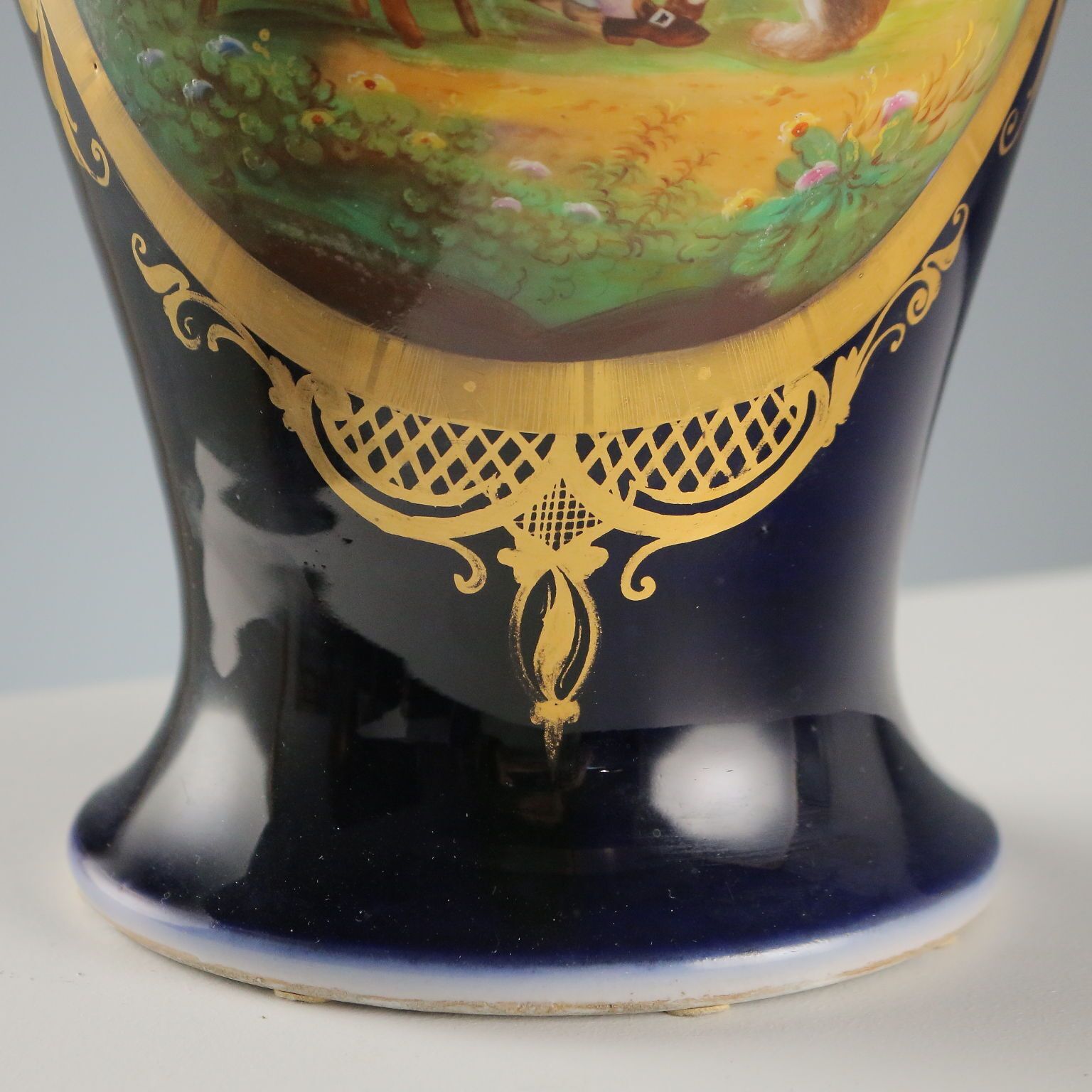 Antique Vase Blue Porcelain Decorations France XIX XX Century photo buy