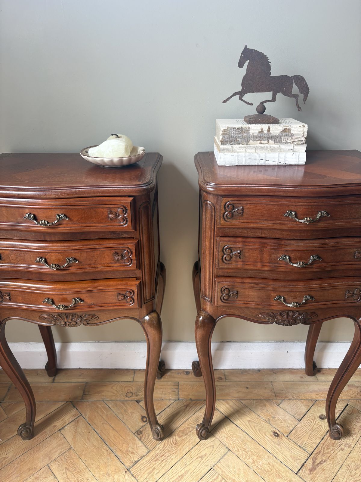 photo for sale A Pair Of French Parquetry Bedside Tables