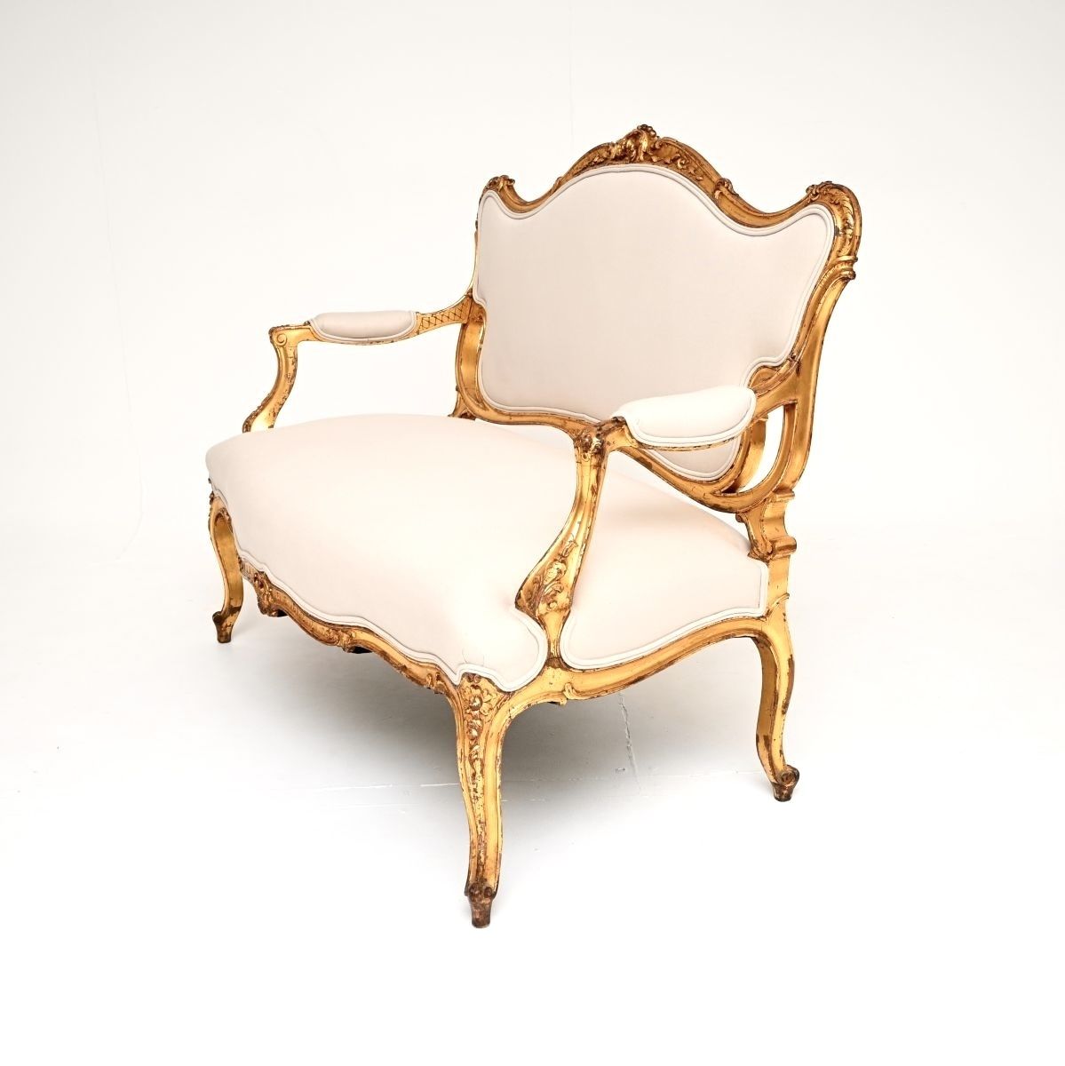 Antique French Carved Gilt Wood Settee photo for sale