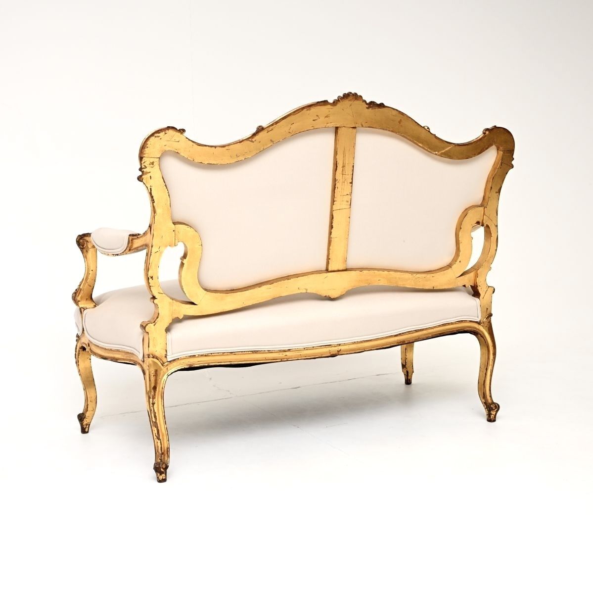 Furniture Antique French Carved Gilt Wood Settee photo