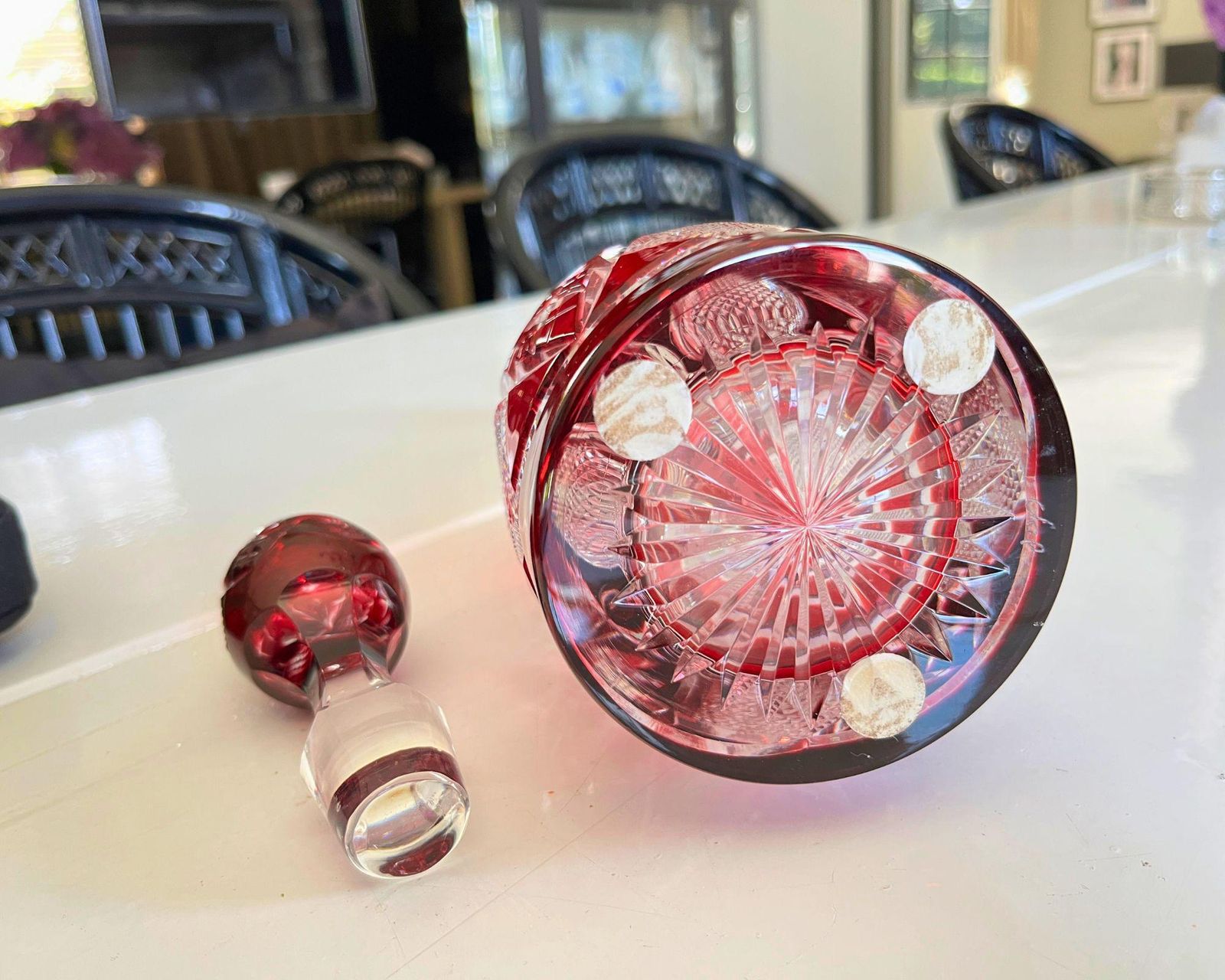 Val Saint Lambert Crystal Decanter | Berncastel | Cranberry Red photo 468.0