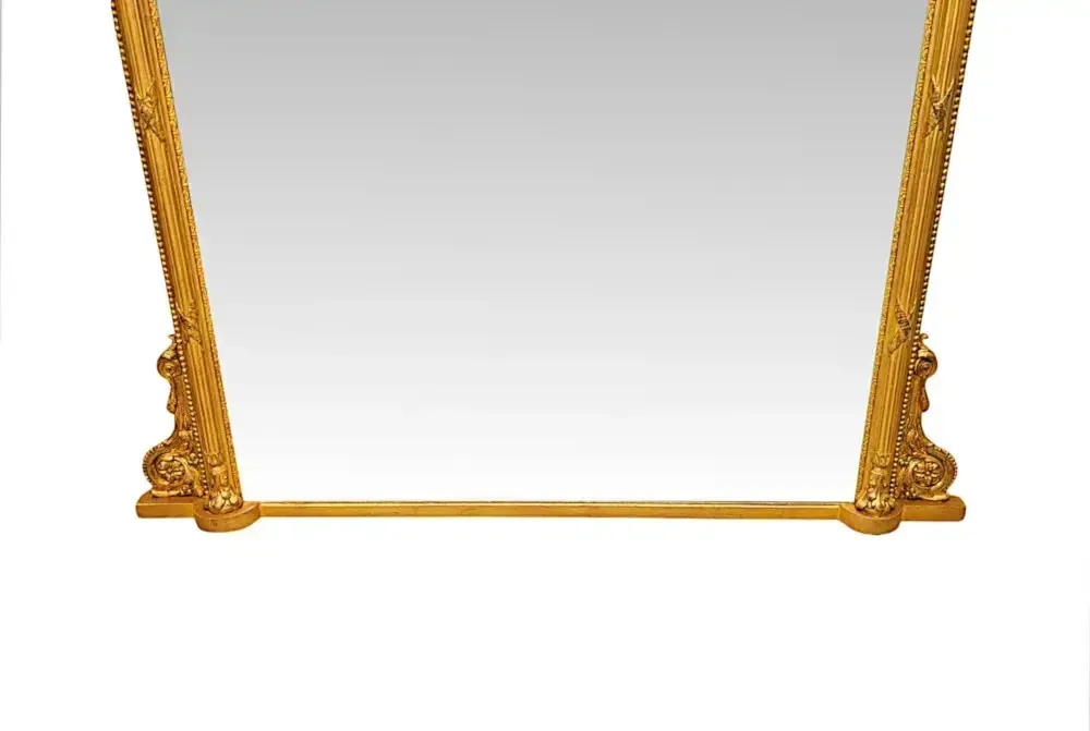 A Stunning Large Size 19th Century Giltwood Overmantel Mirror photo vinterior