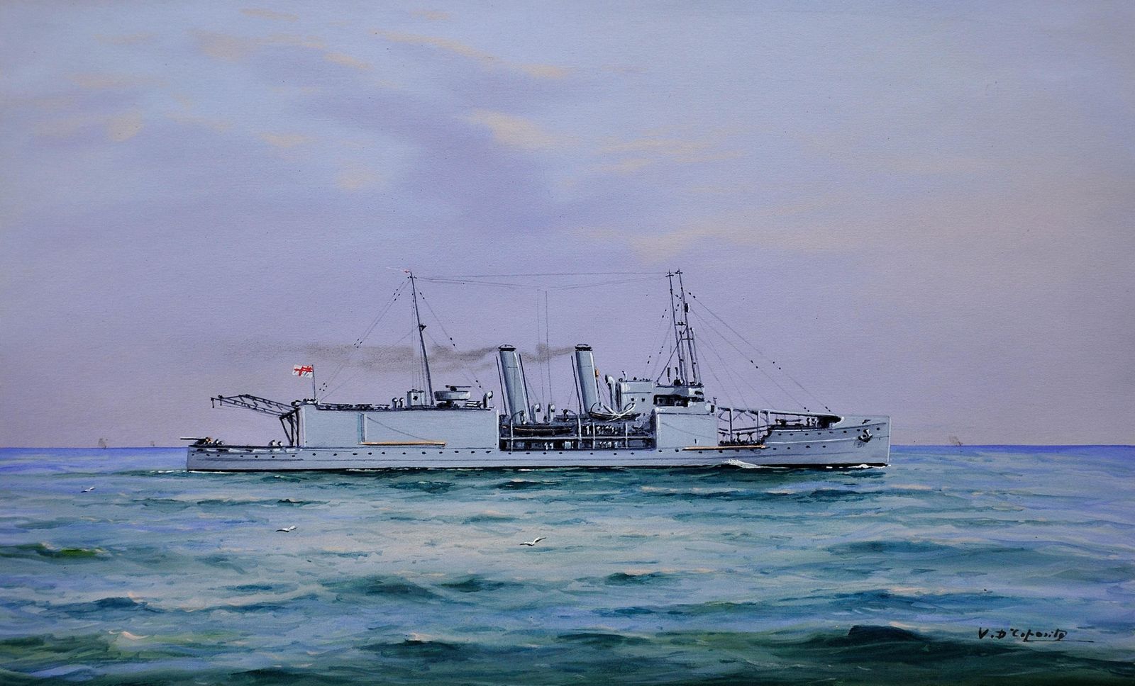 Vincenzo D'Esposito Hms Nairana Royal Navy Seaplane Carrier Fleet Air Arm Tasmania & Melbourne Ferry photo furniture