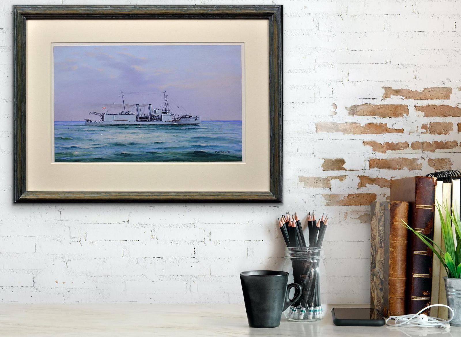 2495.0 Vincenzo D'Esposito Hms Nairana Royal Navy Seaplane Carrier Fleet Air Arm Tasmania & Melbourne Ferry photo