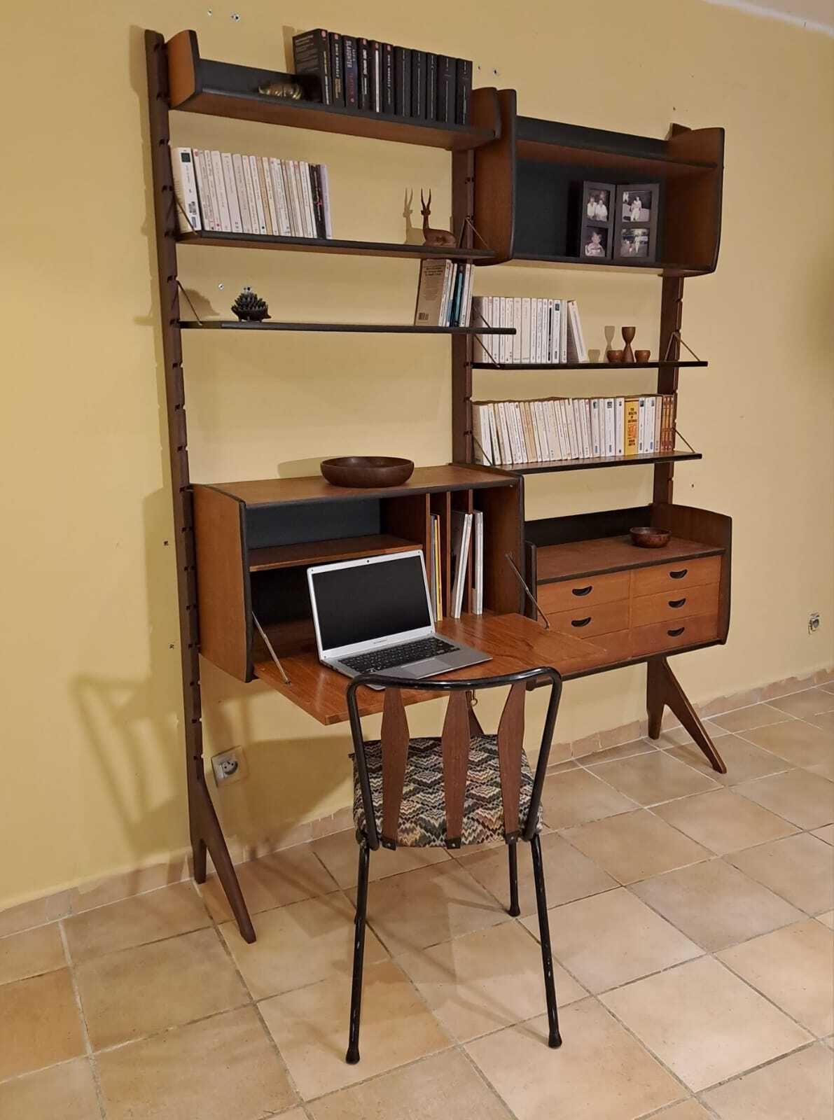 Ergo Freestanding Shelving Unit With Secretary Cabinet, Scandinavian Mid Century 1960s photo Furniture