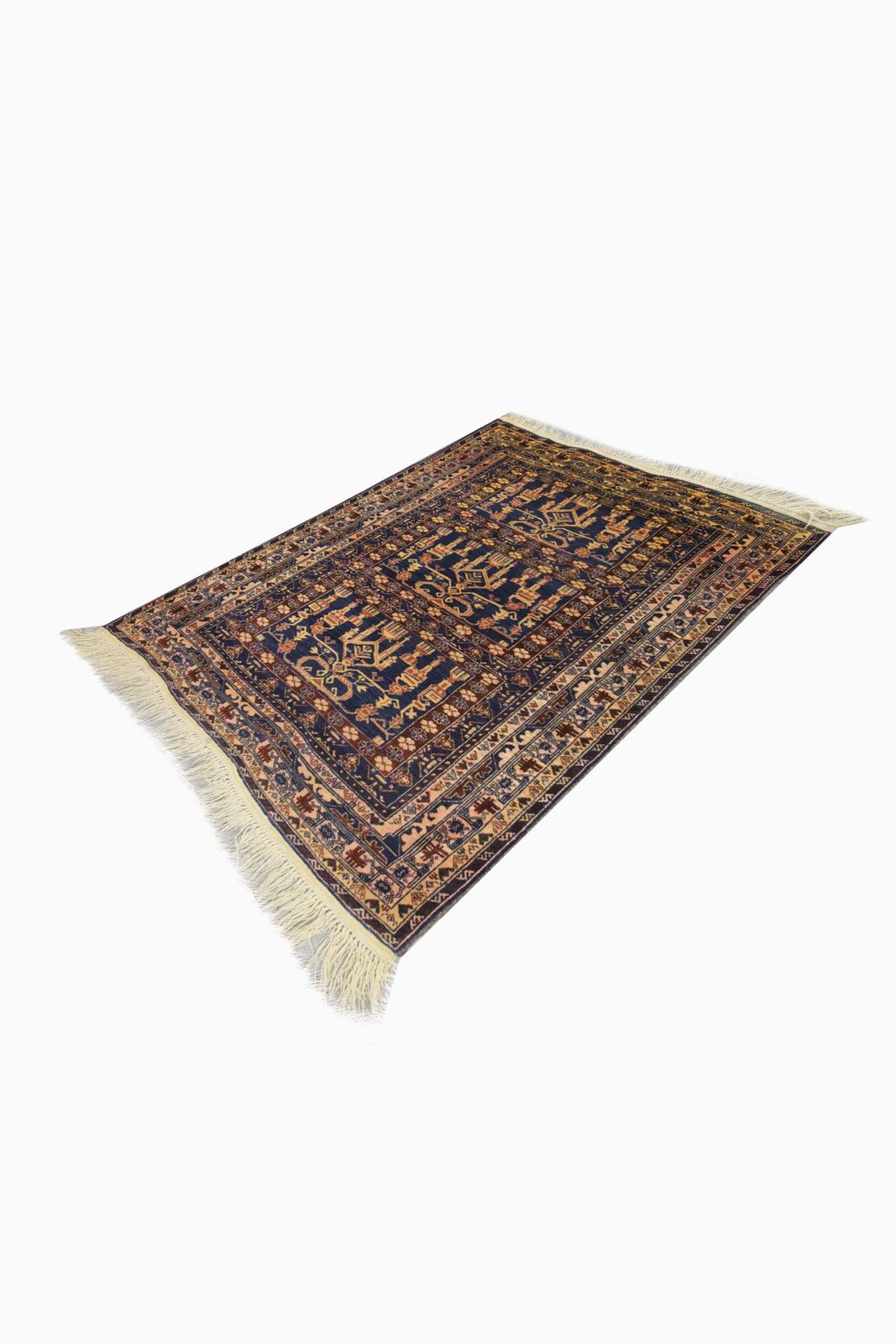 Tapis d'Orient Baluch tissé main, laine bleue, tapis de salon traditionnel photo furniture